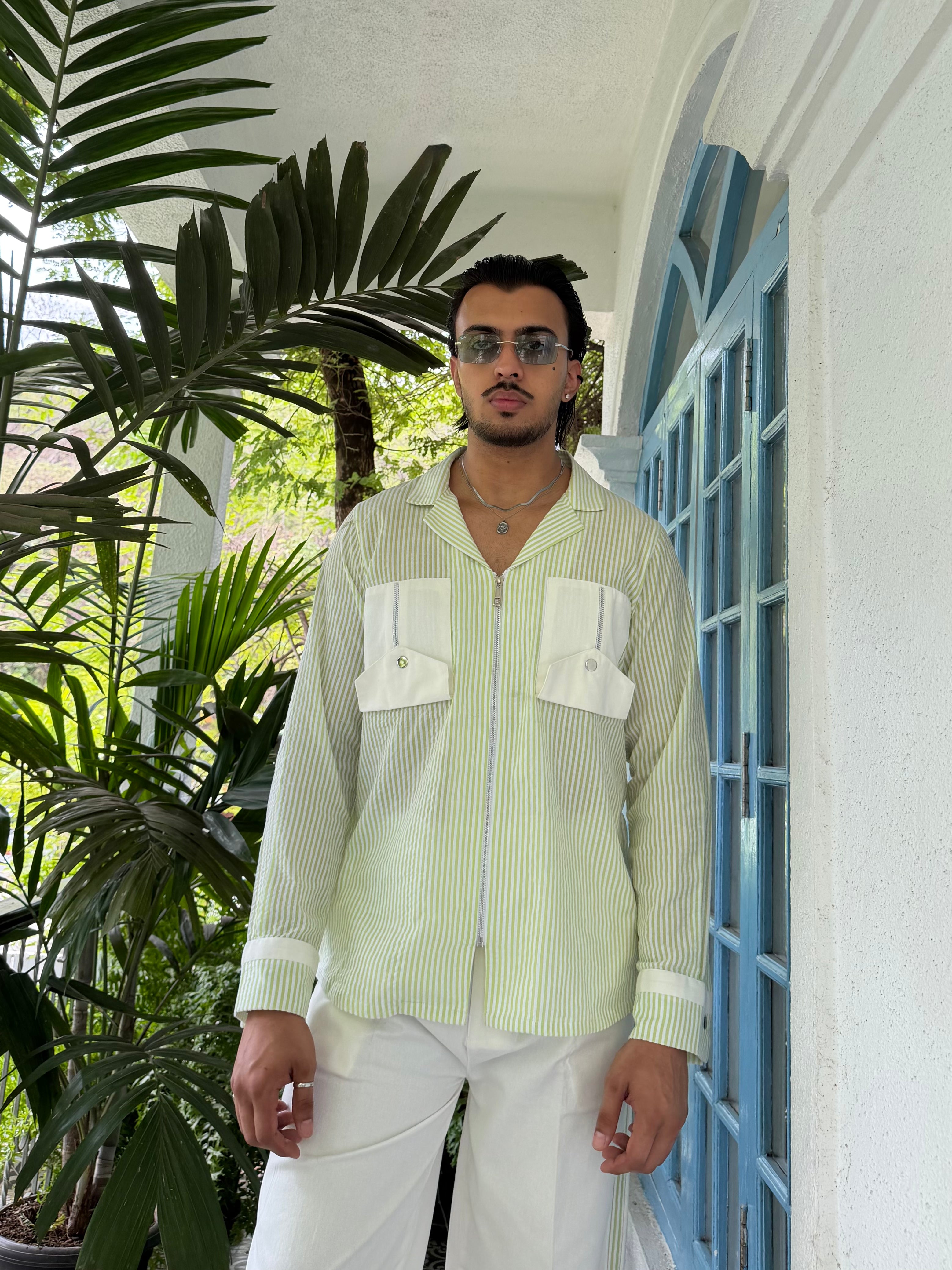 Green Stripe Men Co-ord Set