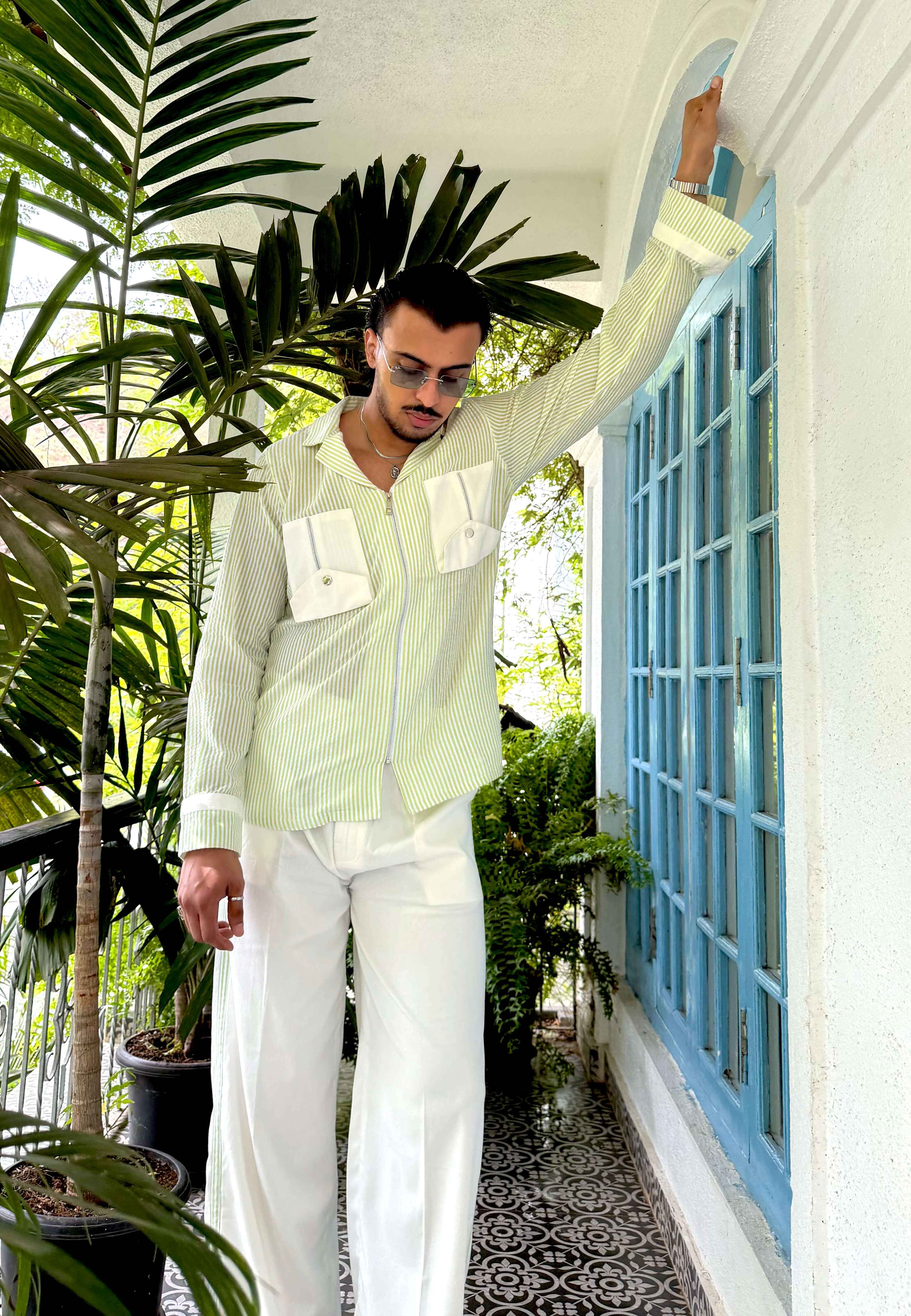 Green Stripe Men Co-ord Set