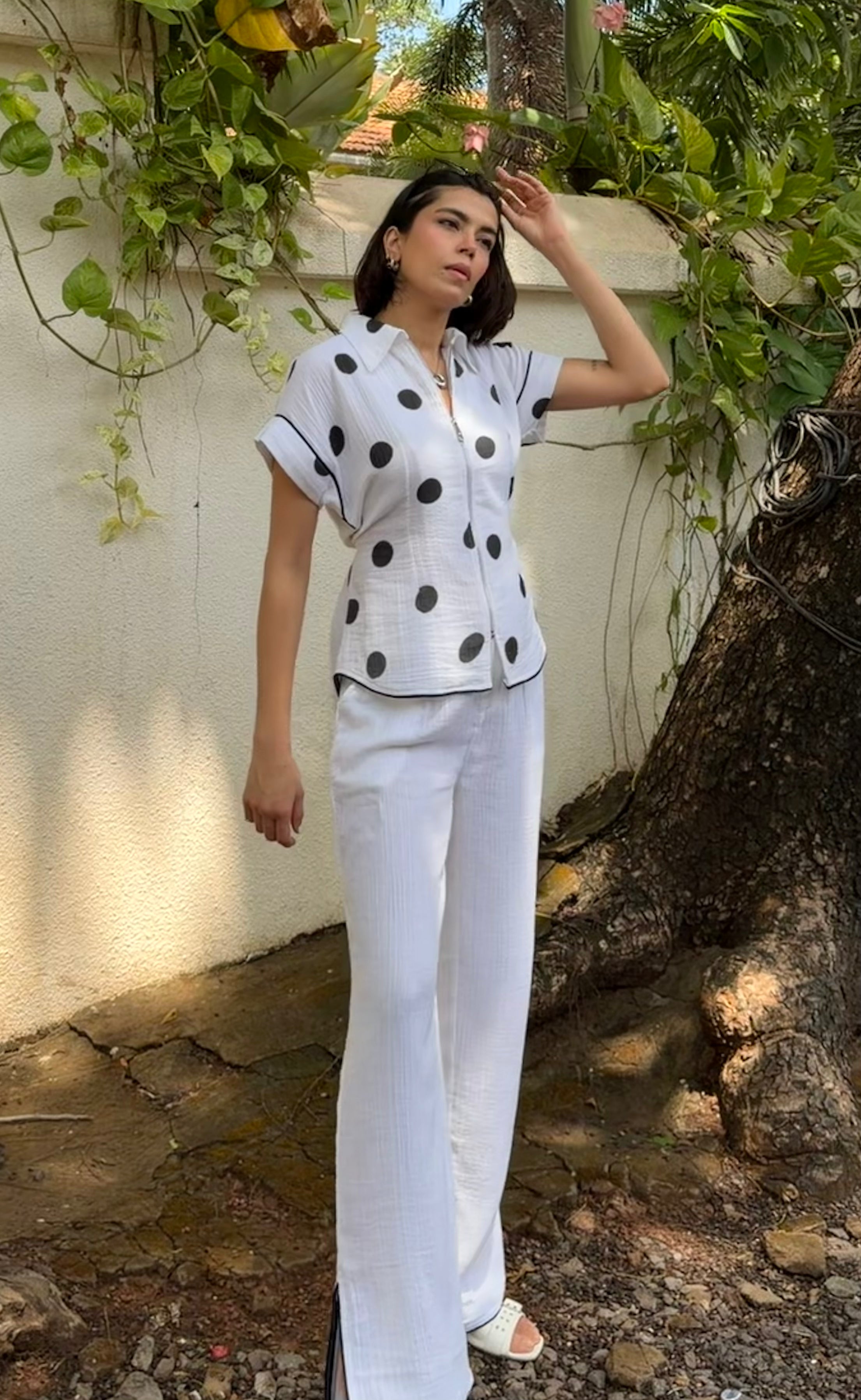 Polka White Women Set