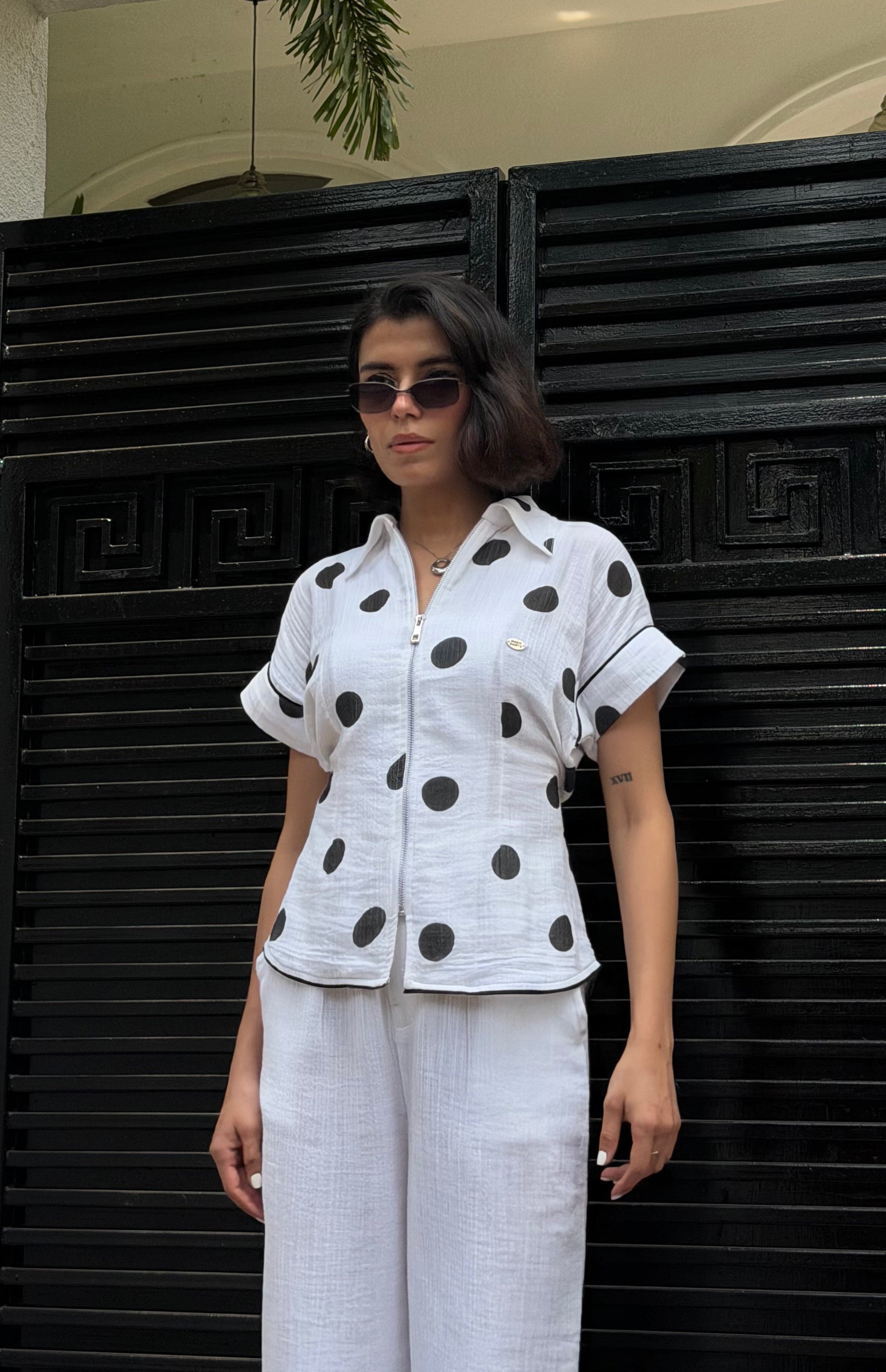Polka White Women Set