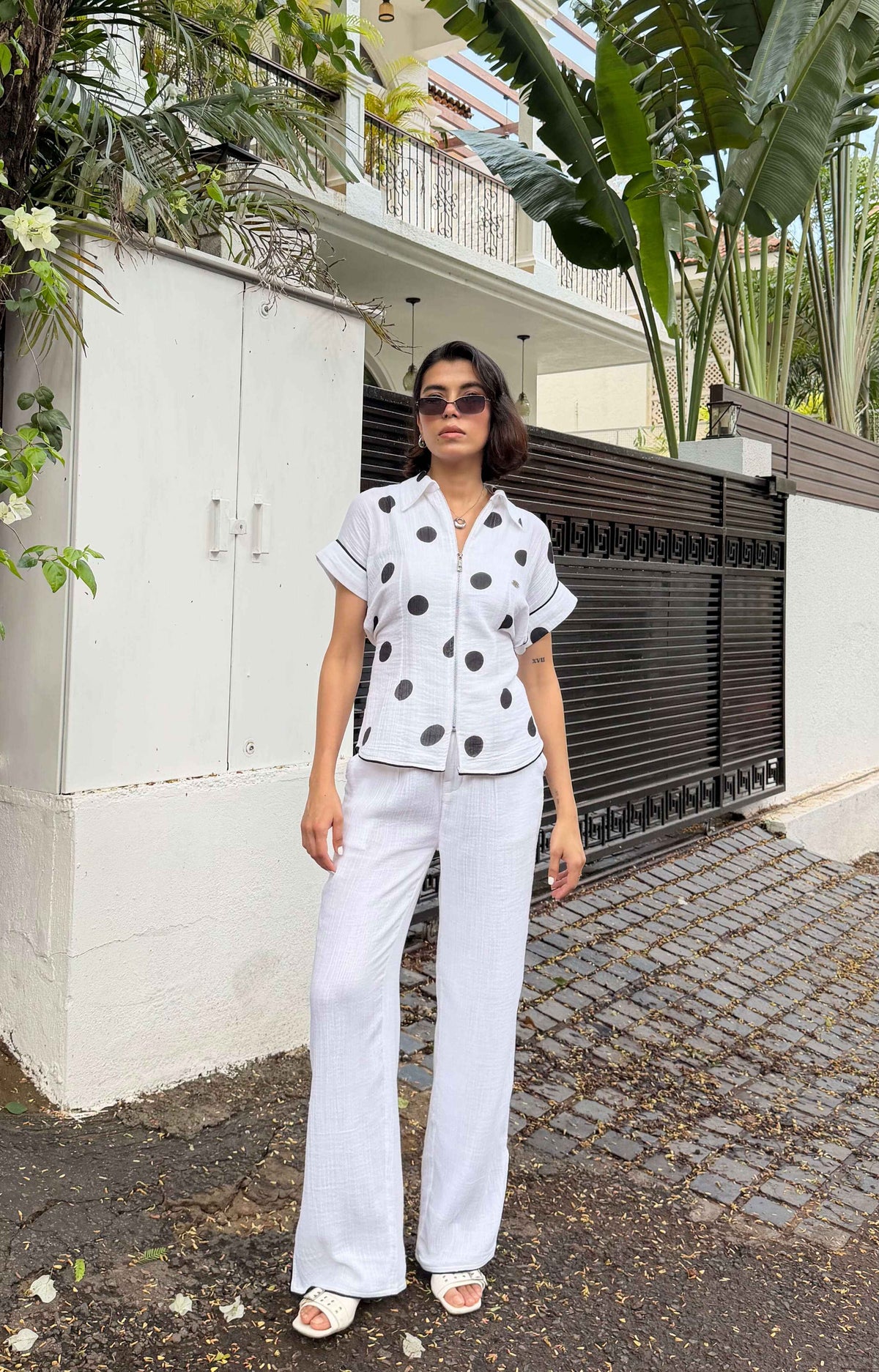 Polka White Women Set