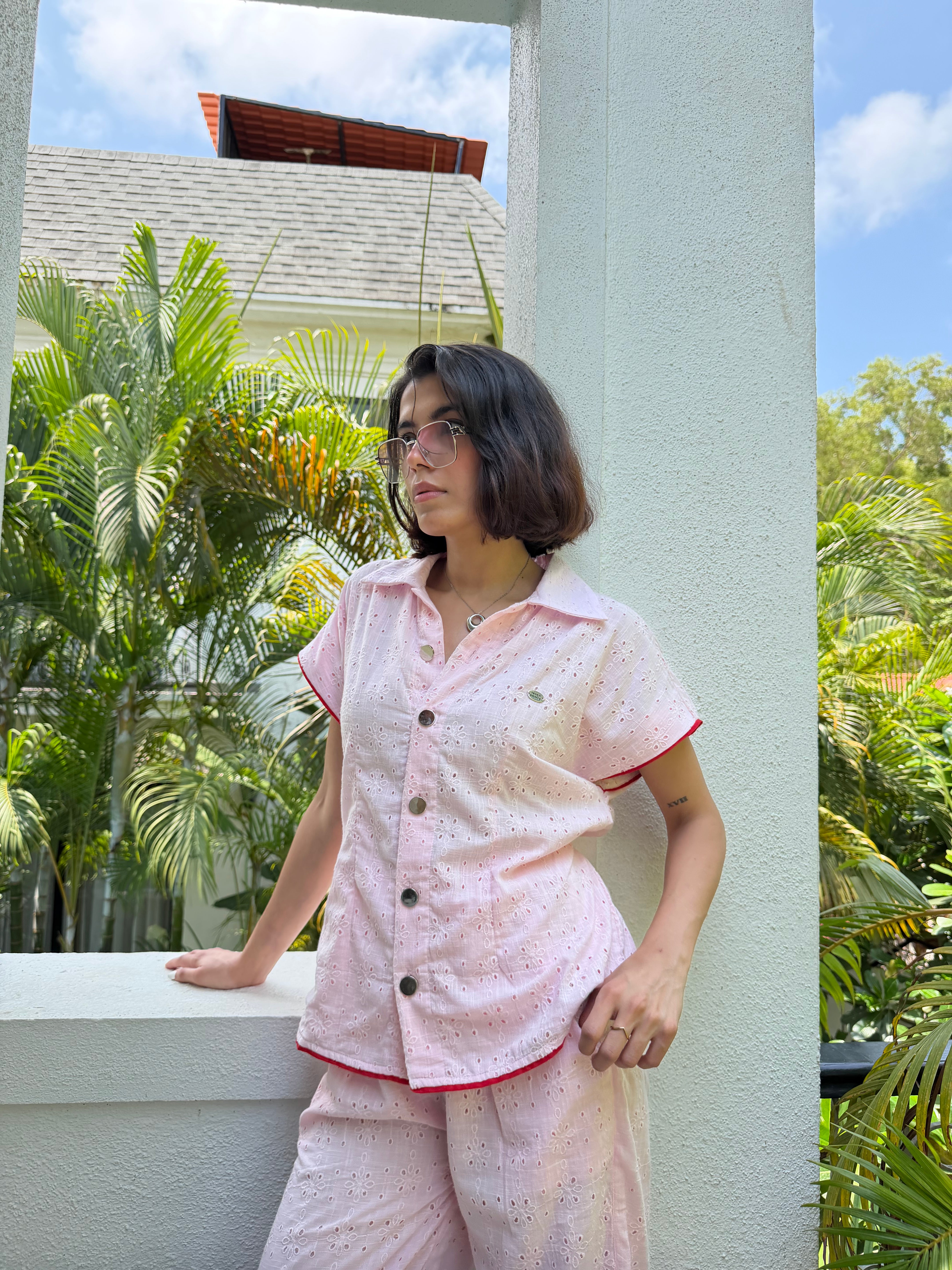 Pink Schiffli Women Set