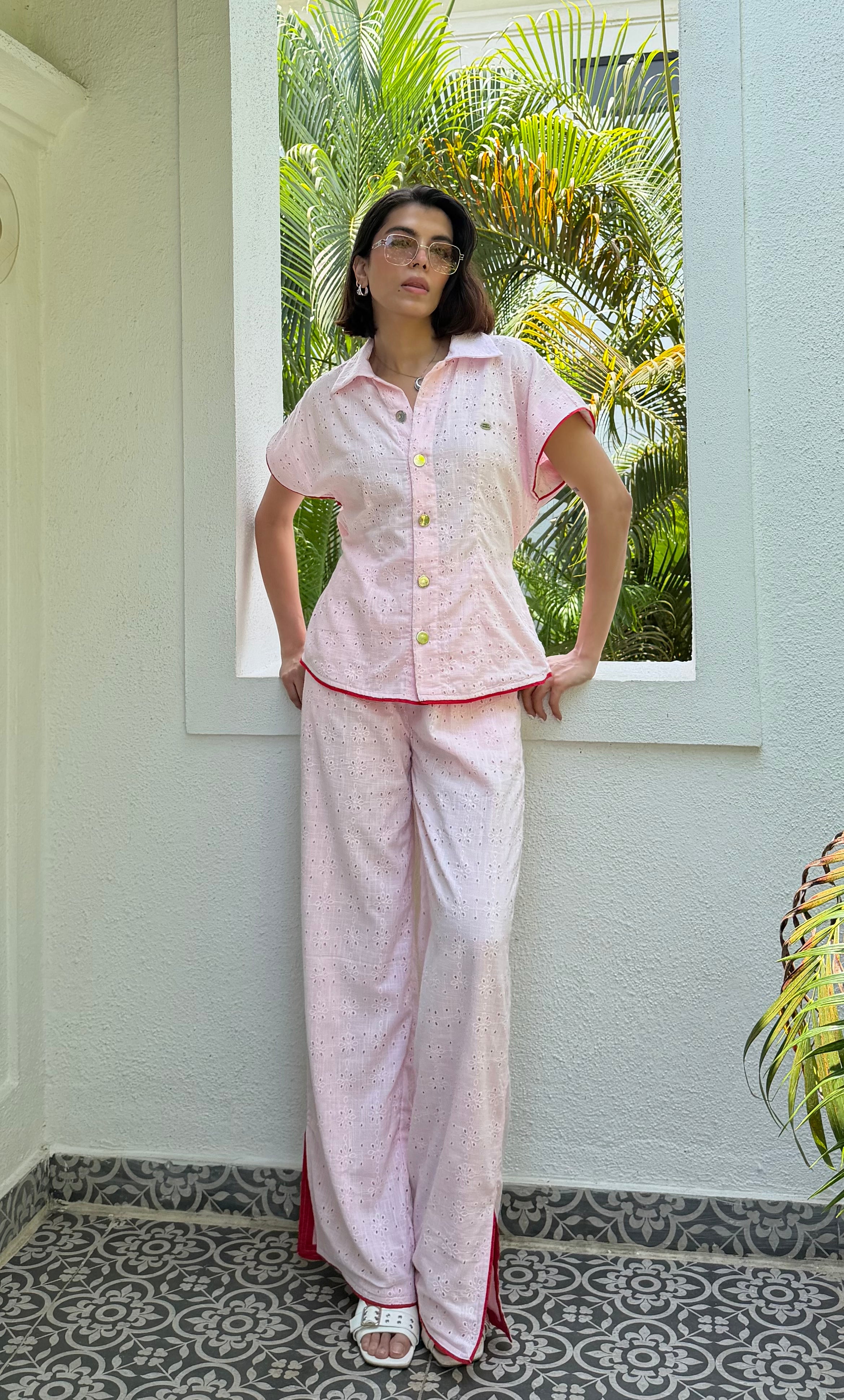 Pink Schiffli Women Set