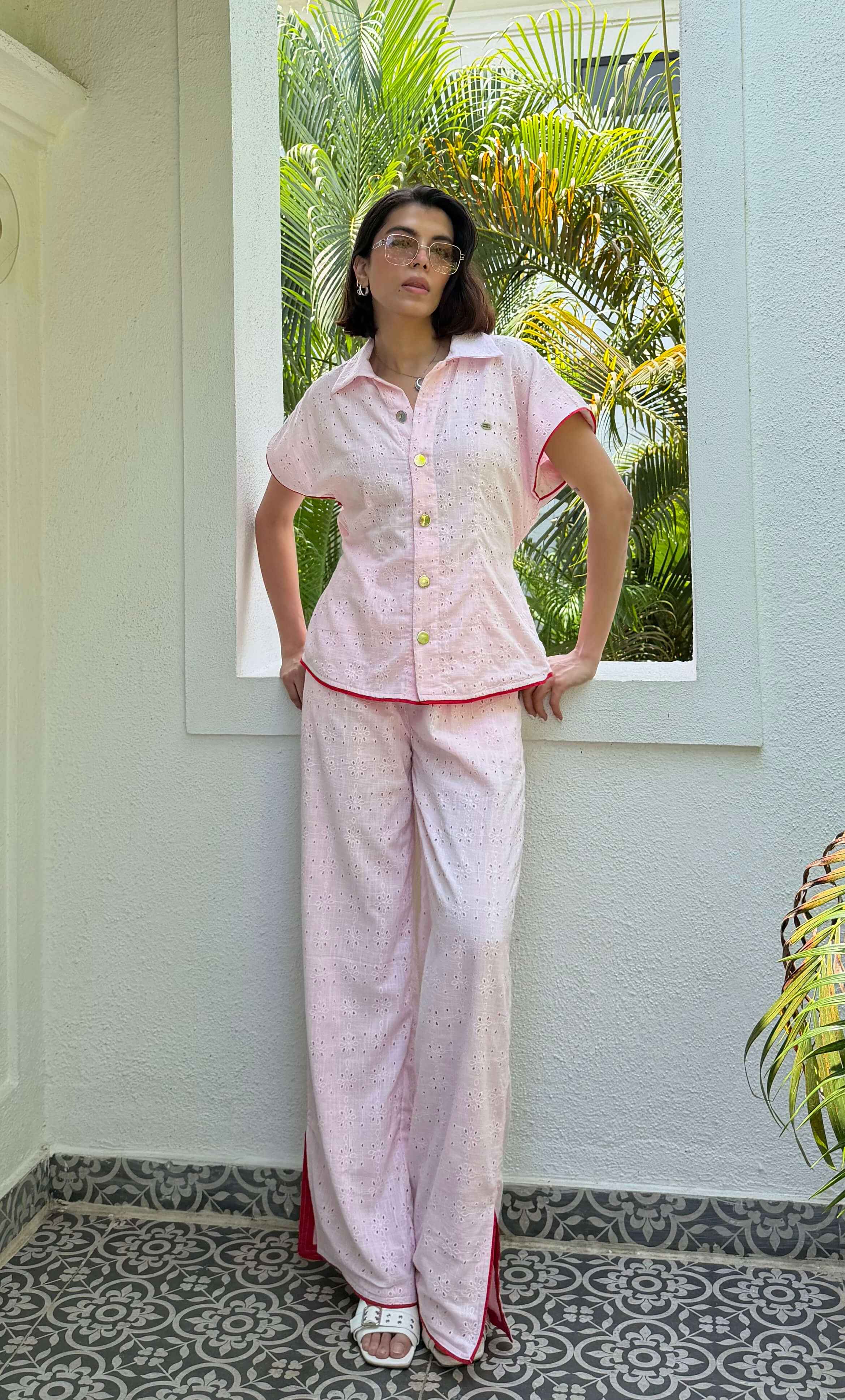 Pink Schiffli Women Set
