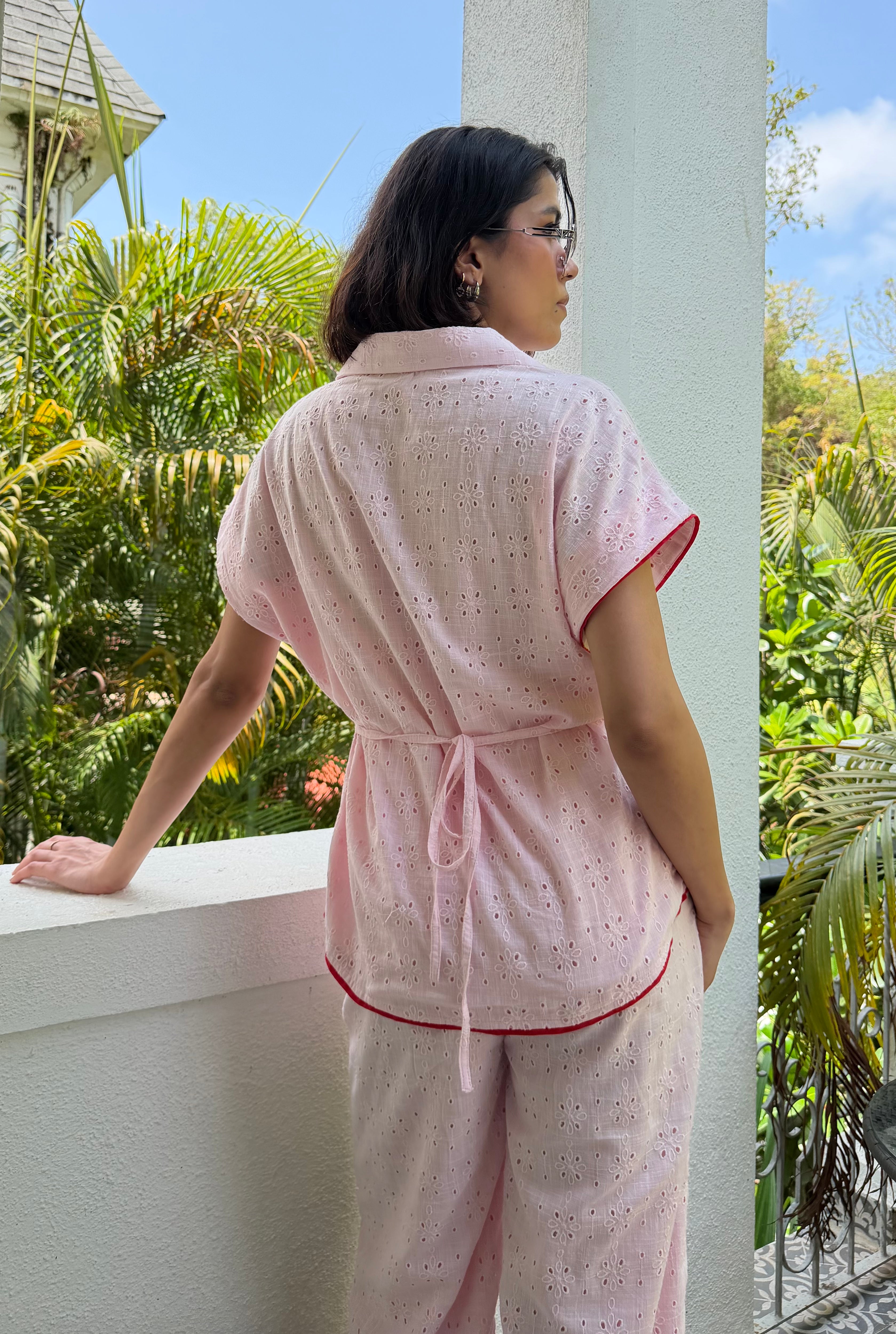 Pink Schiffli Women Set