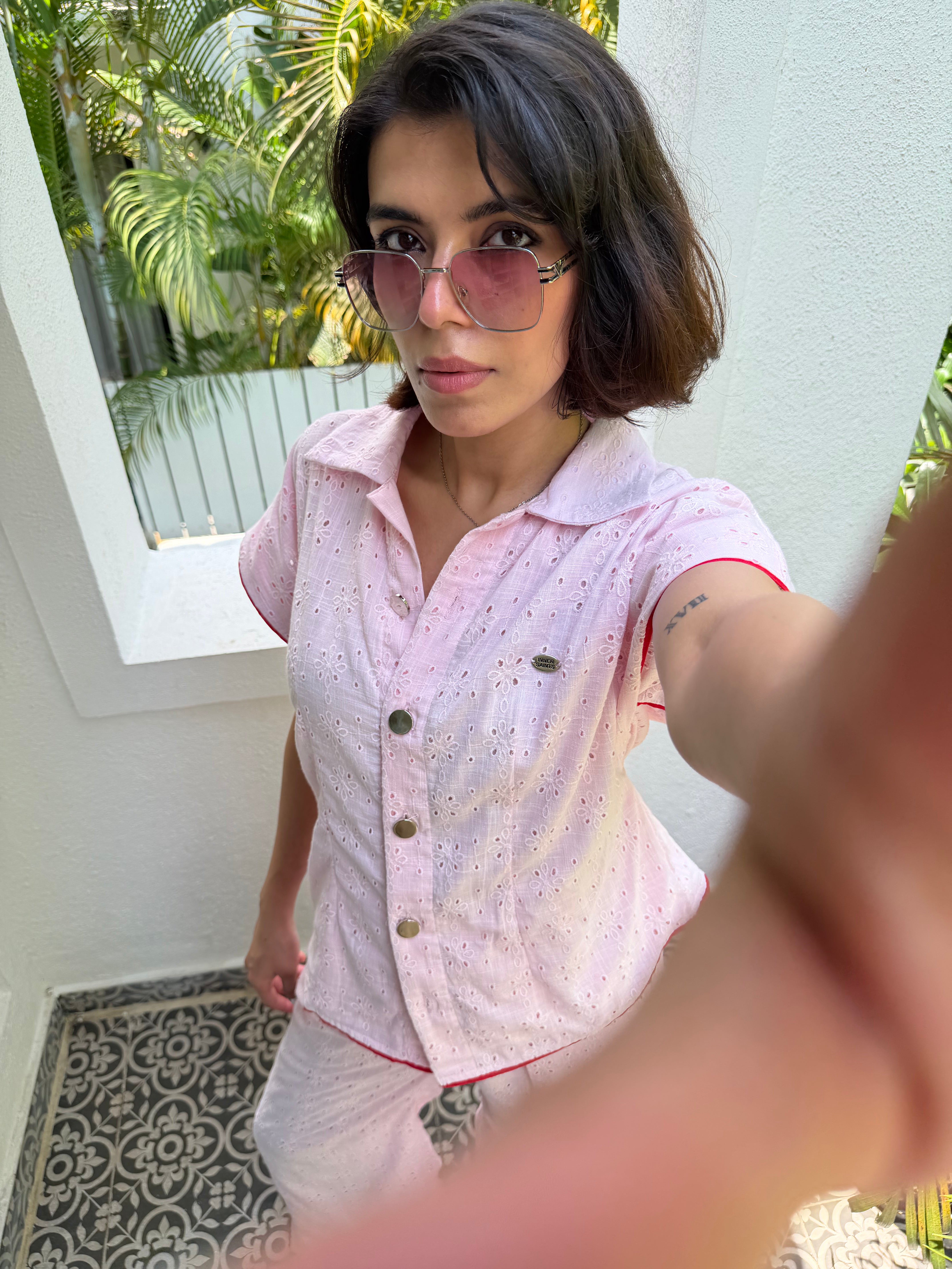 Pink Schiffli Women Set