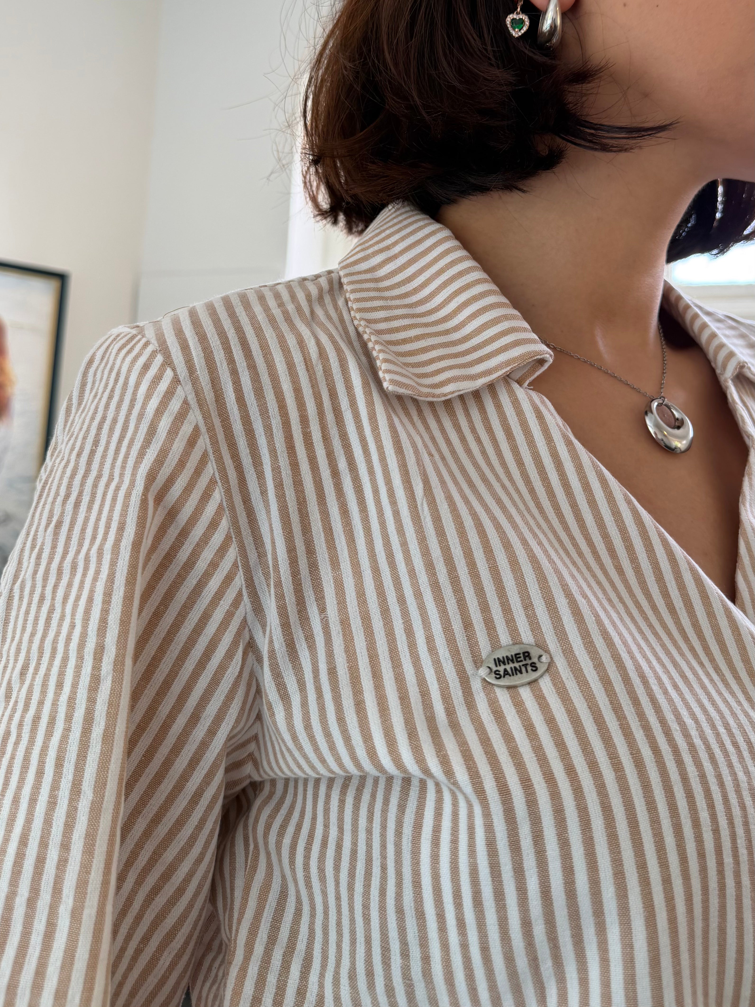 Beige Stripe Women Set