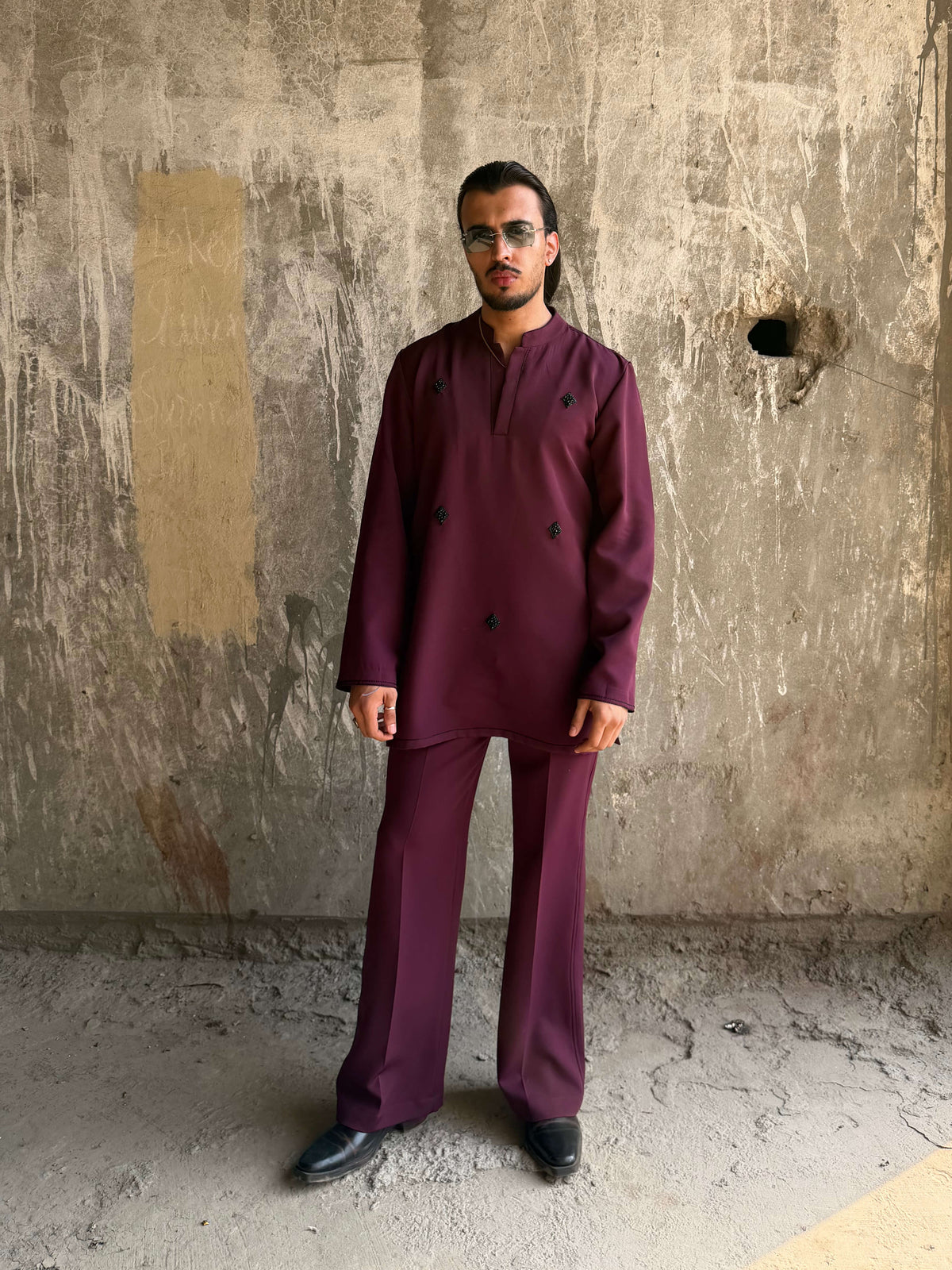Wine Kurta Set