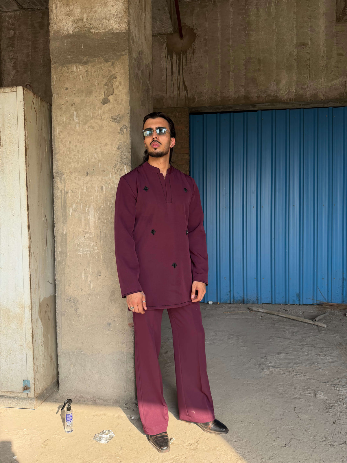 Wine Kurta Set