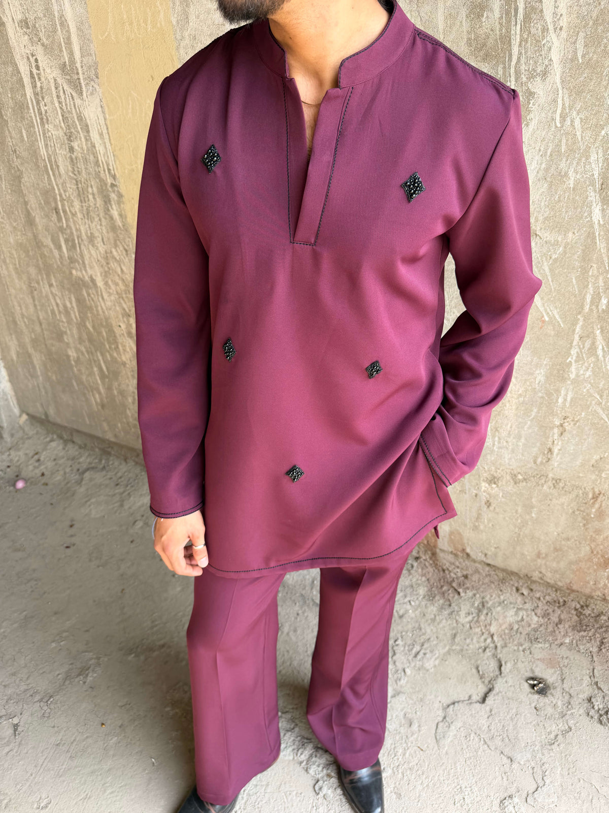 Wine Kurta Set