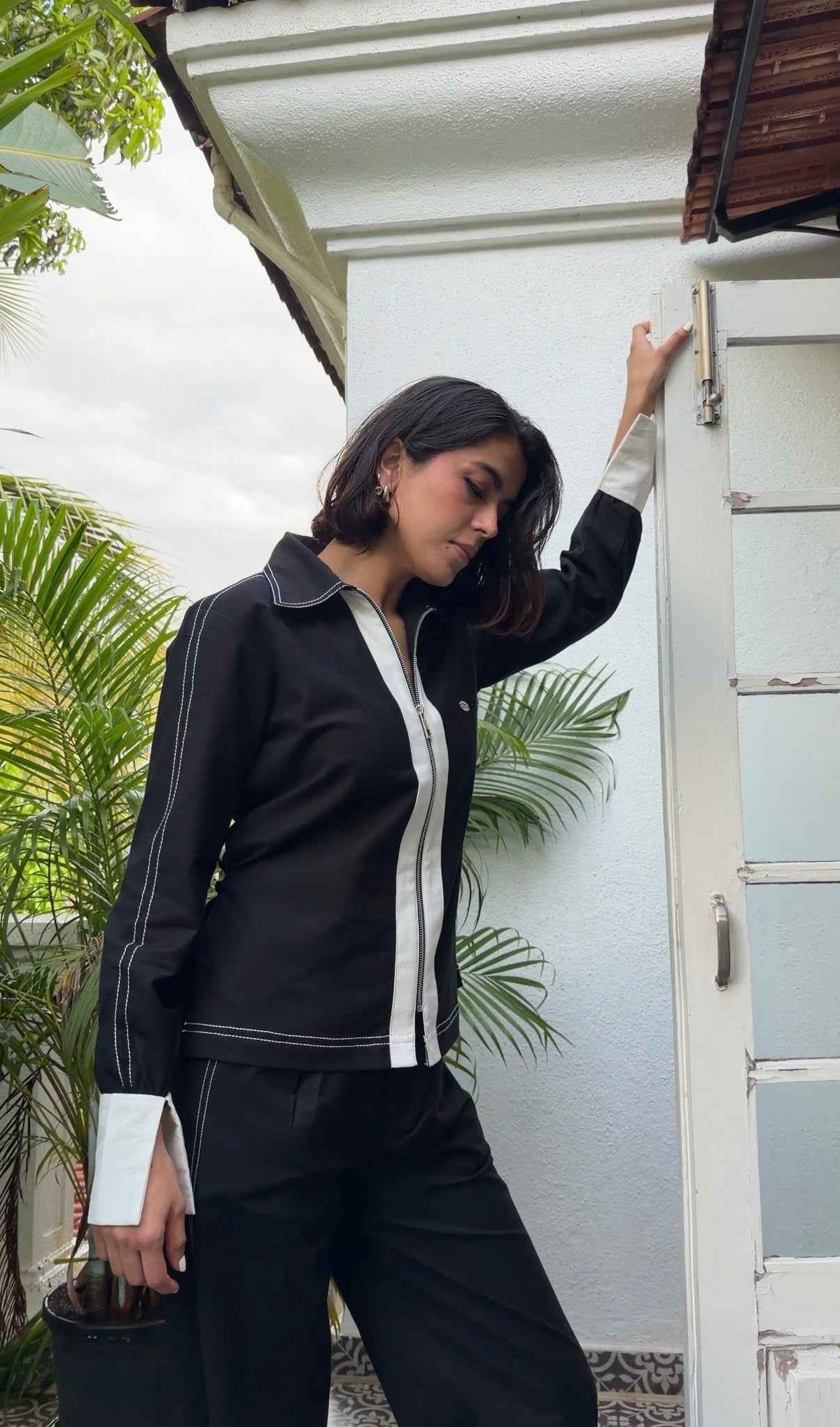 Black & White Linen Women Set