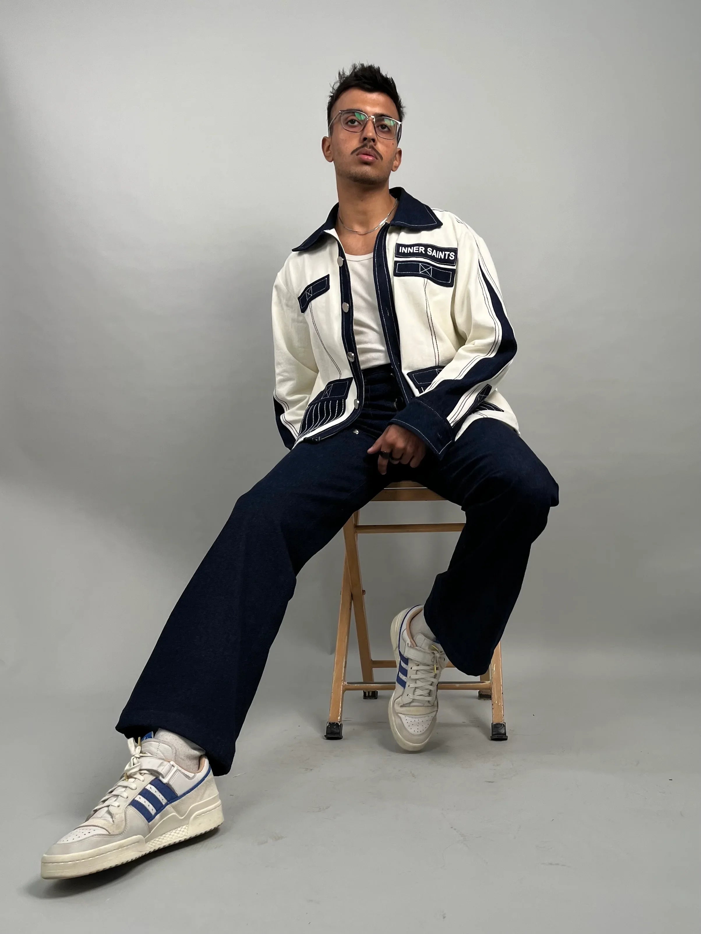 Unisex Denim White Blue Shirt