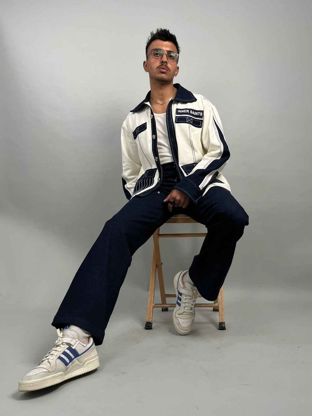 Unisex Denim White Blue Shirt
