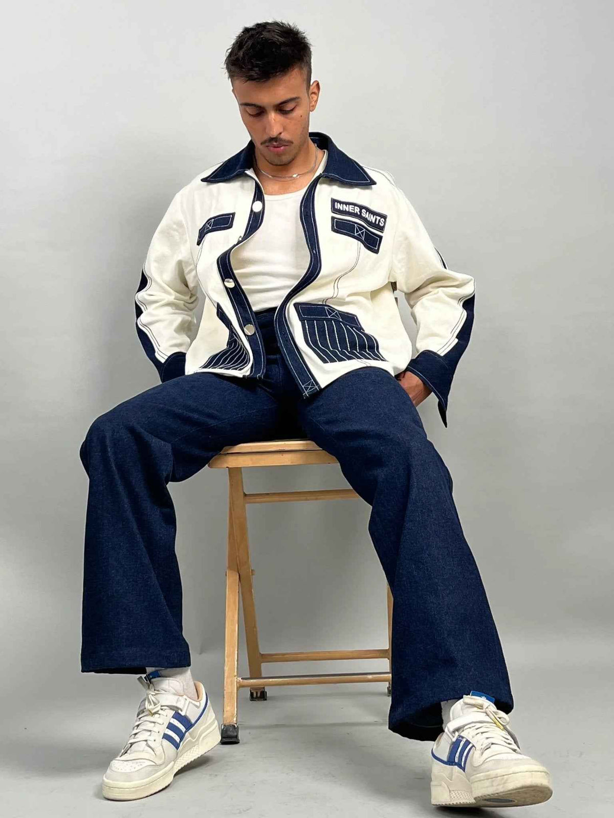 Unisex Denim White Blue Shirt