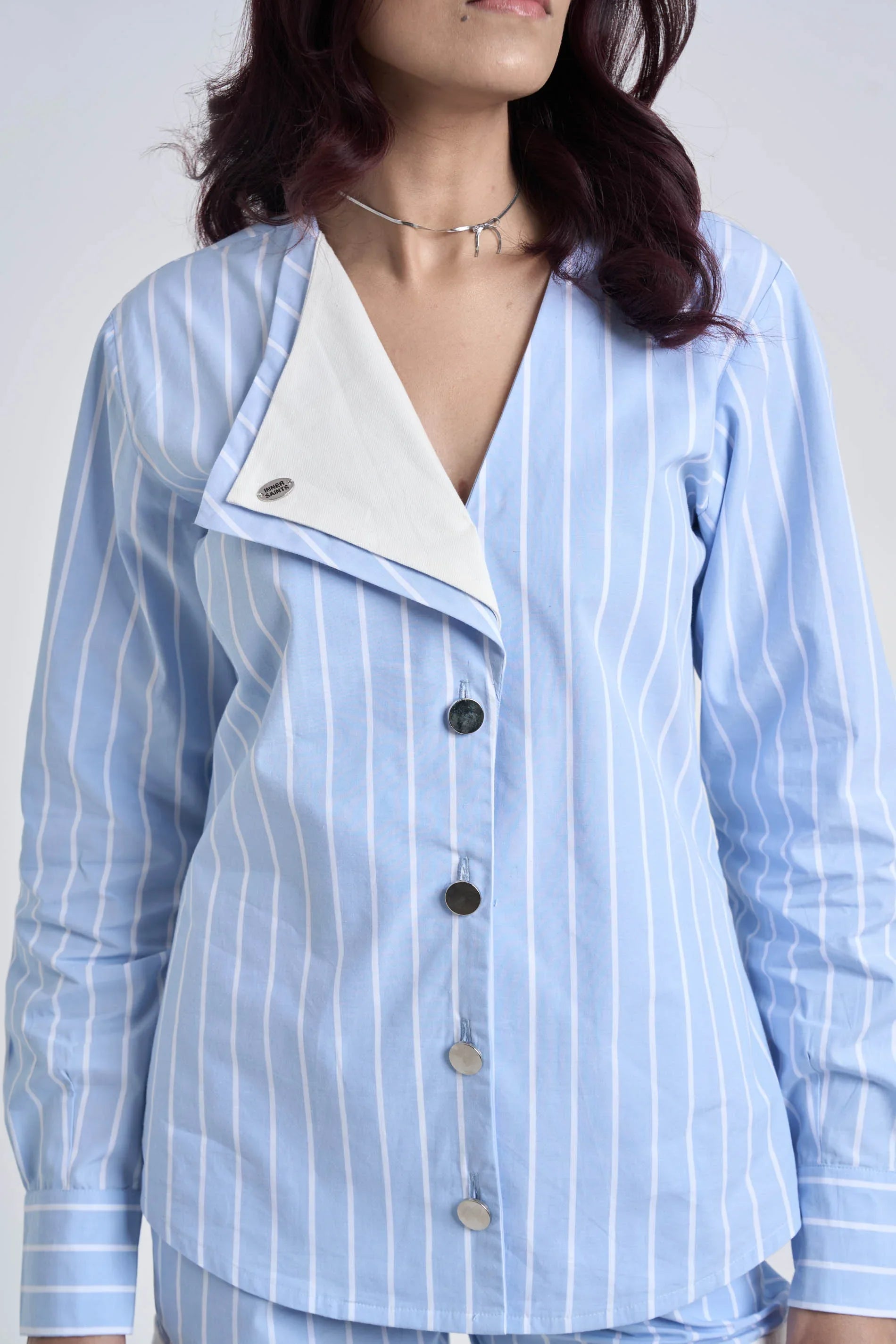 Light Blue Striped Women Set