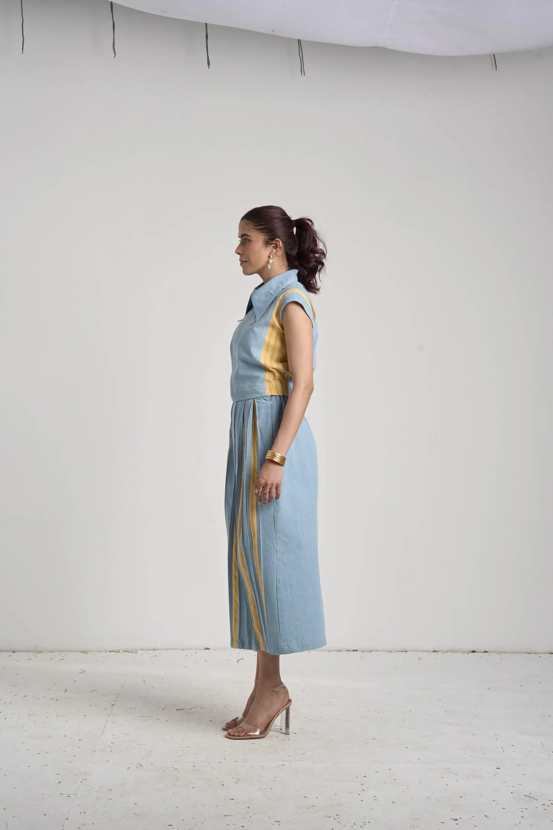 Santorini Blue Denim Skirt Set