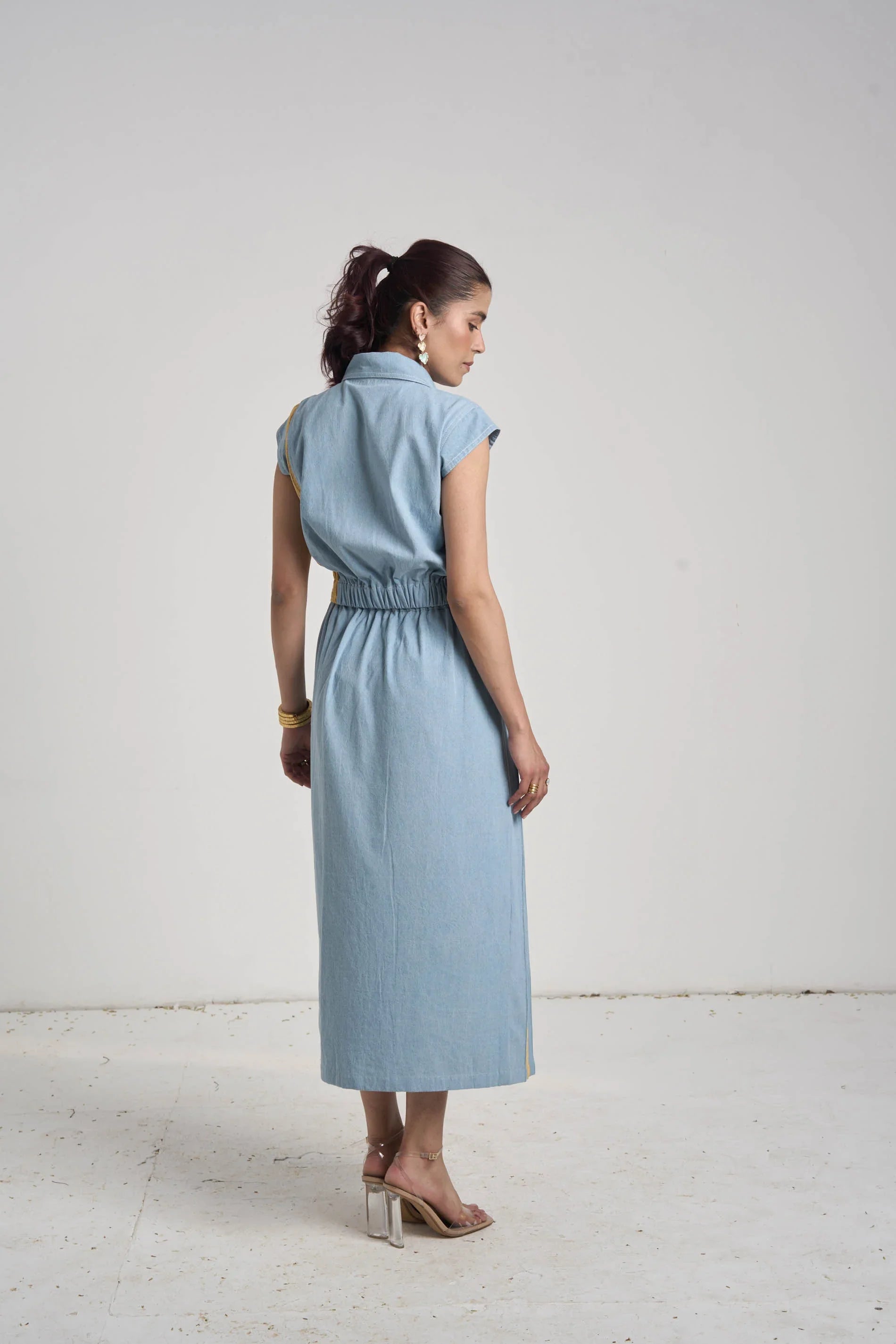 Santorini Blue Denim Skirt Set