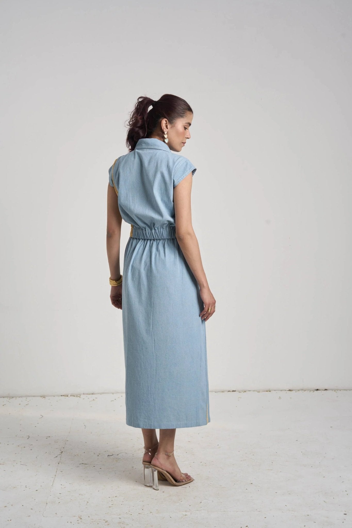 Santorini Blue Denim Skirt Set