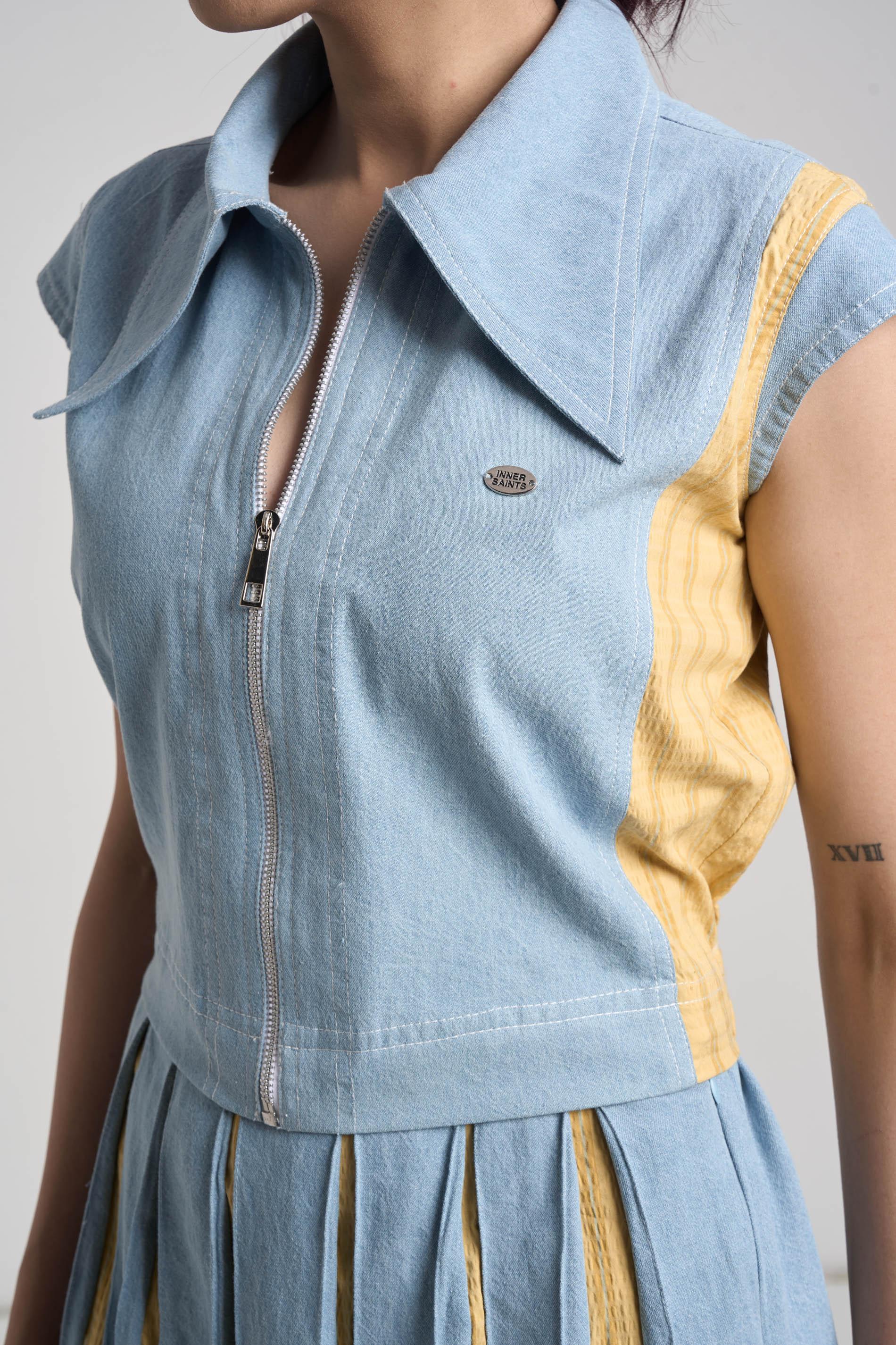 Santorini Blue Denim Skirt Set