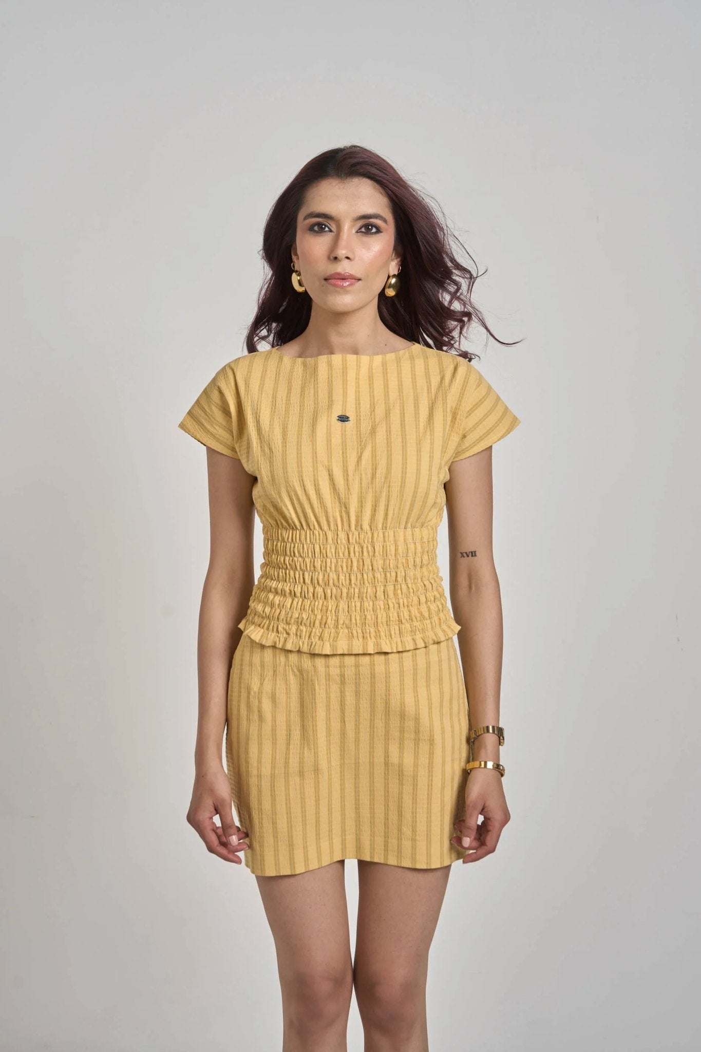 YELLOW STRETCH TOP & SKIRT