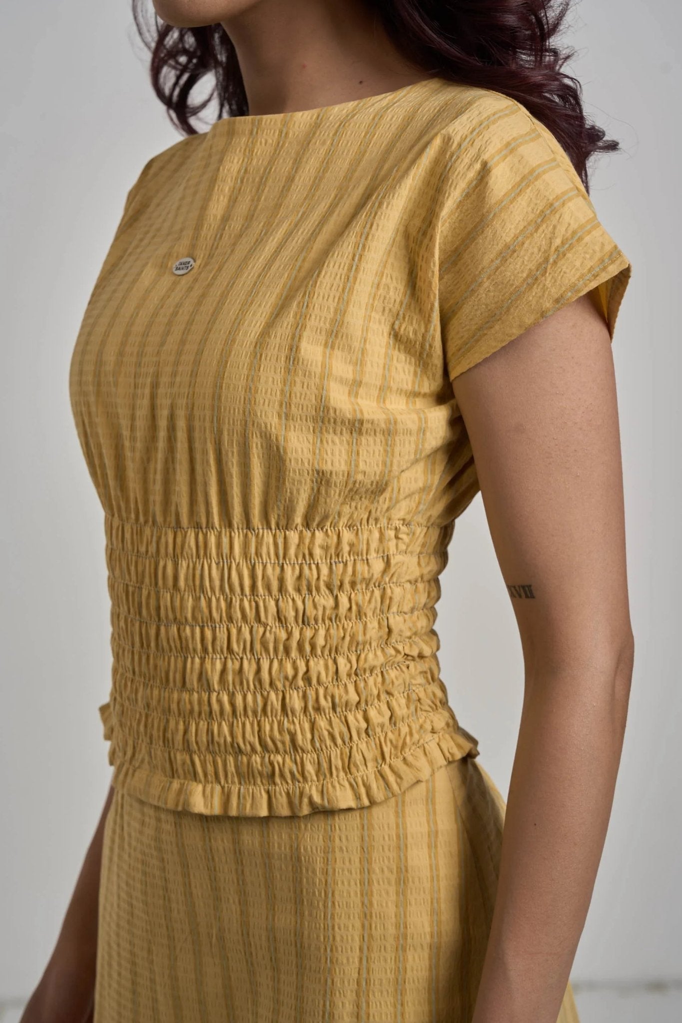 YELLOW STRETCH TOP & SKIRT