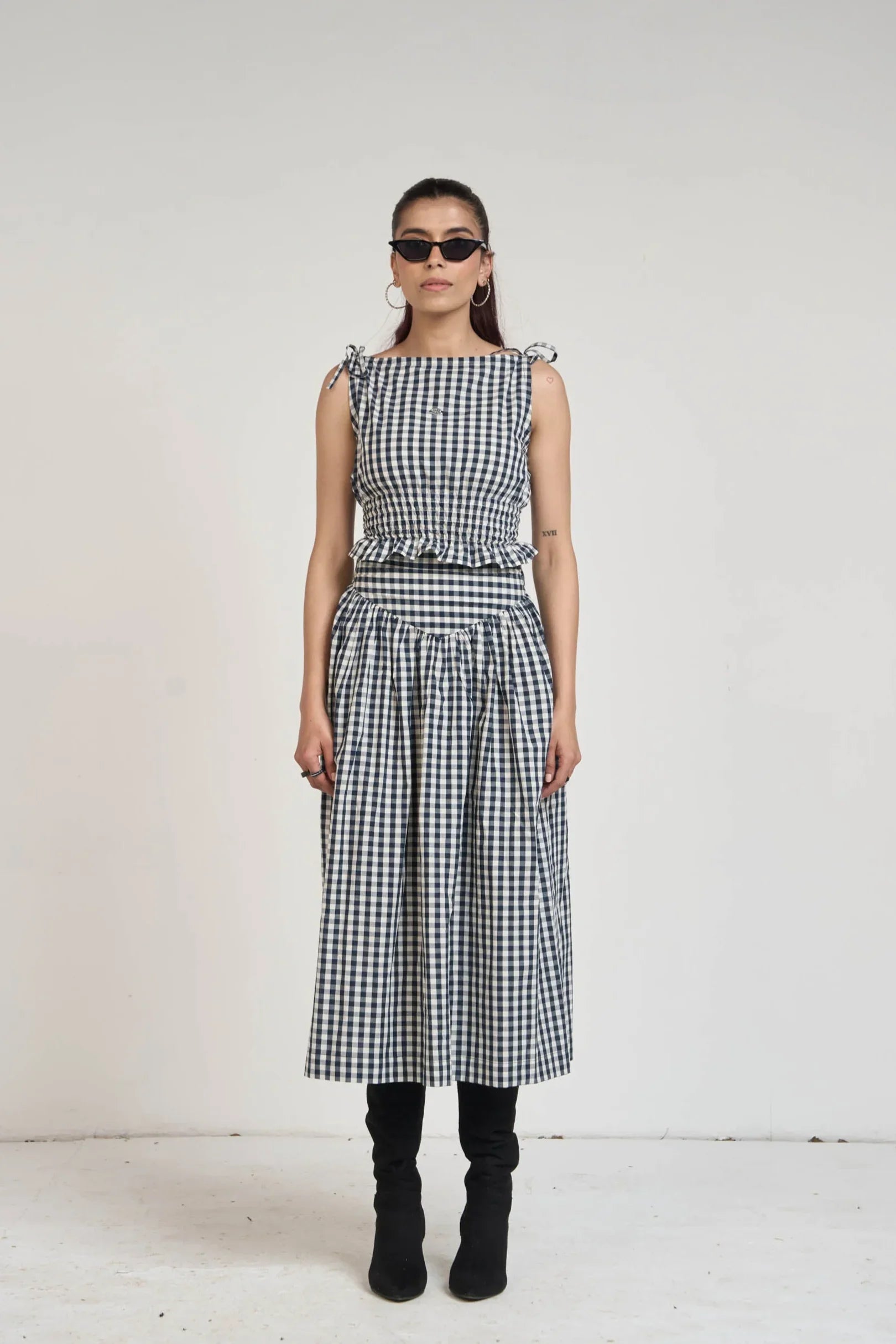 BLACK GINGHAM TOP & SKIRT