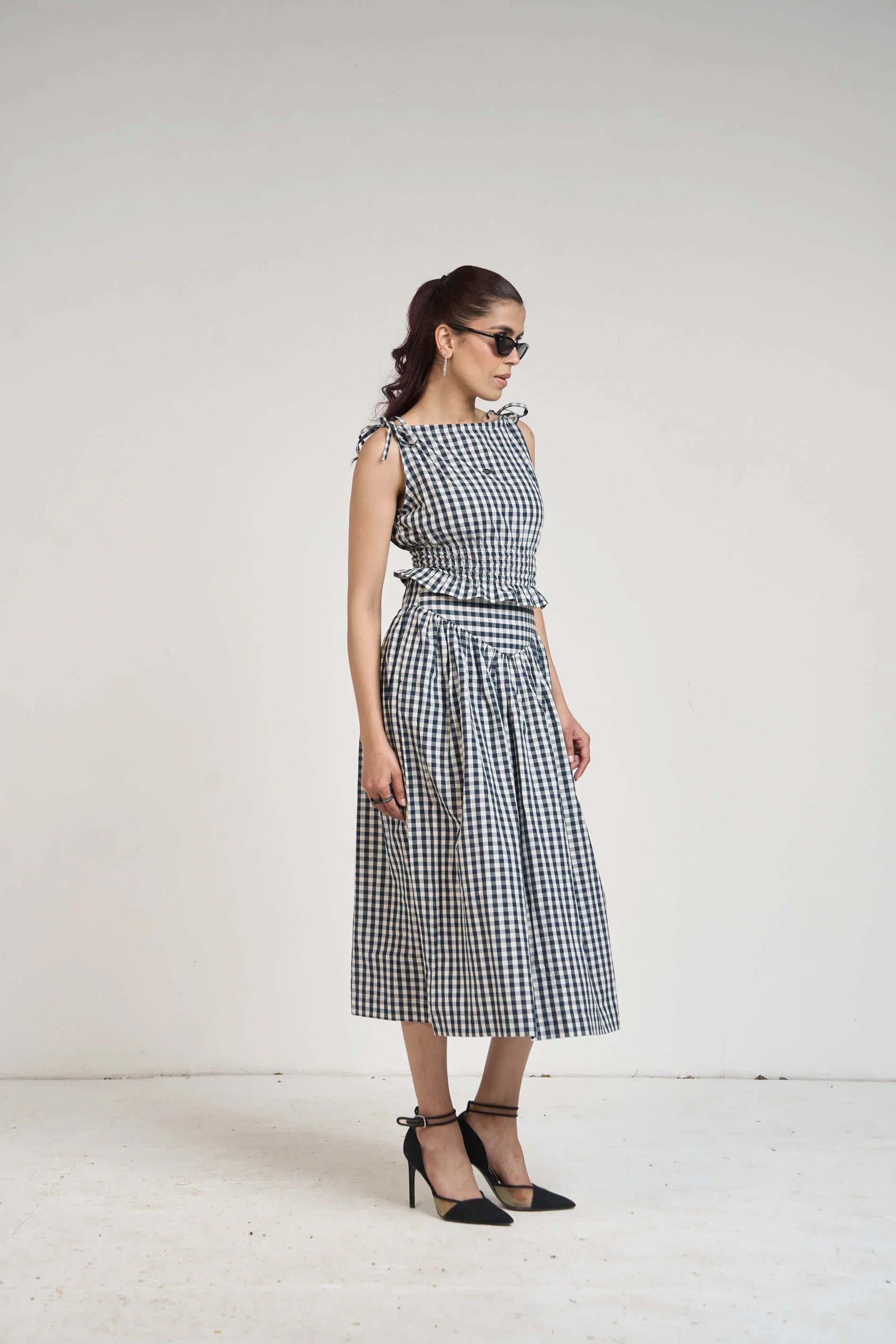 BLACK GINGHAM TOP & SKIRT