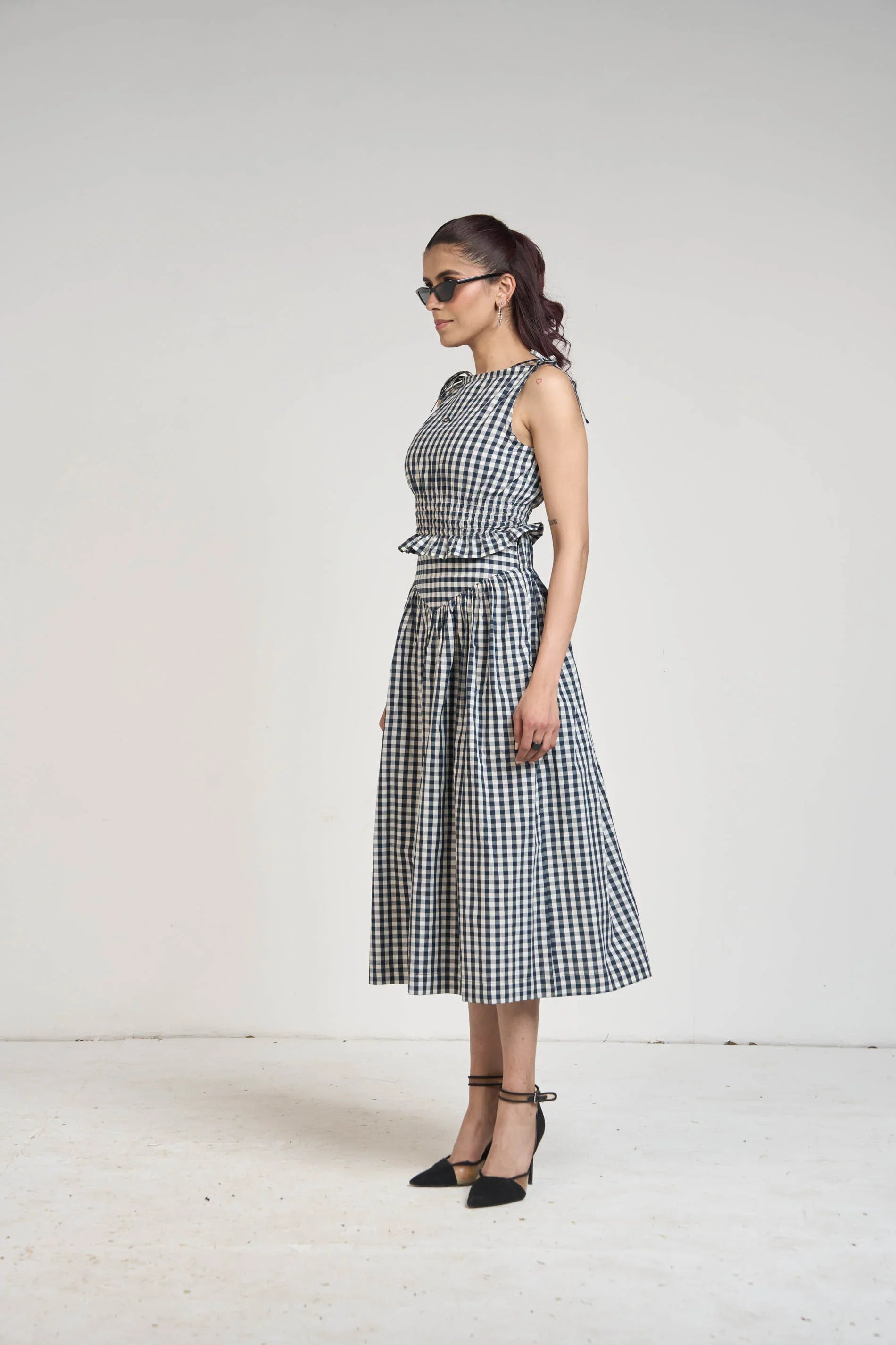 BLACK GINGHAM TOP & SKIRT