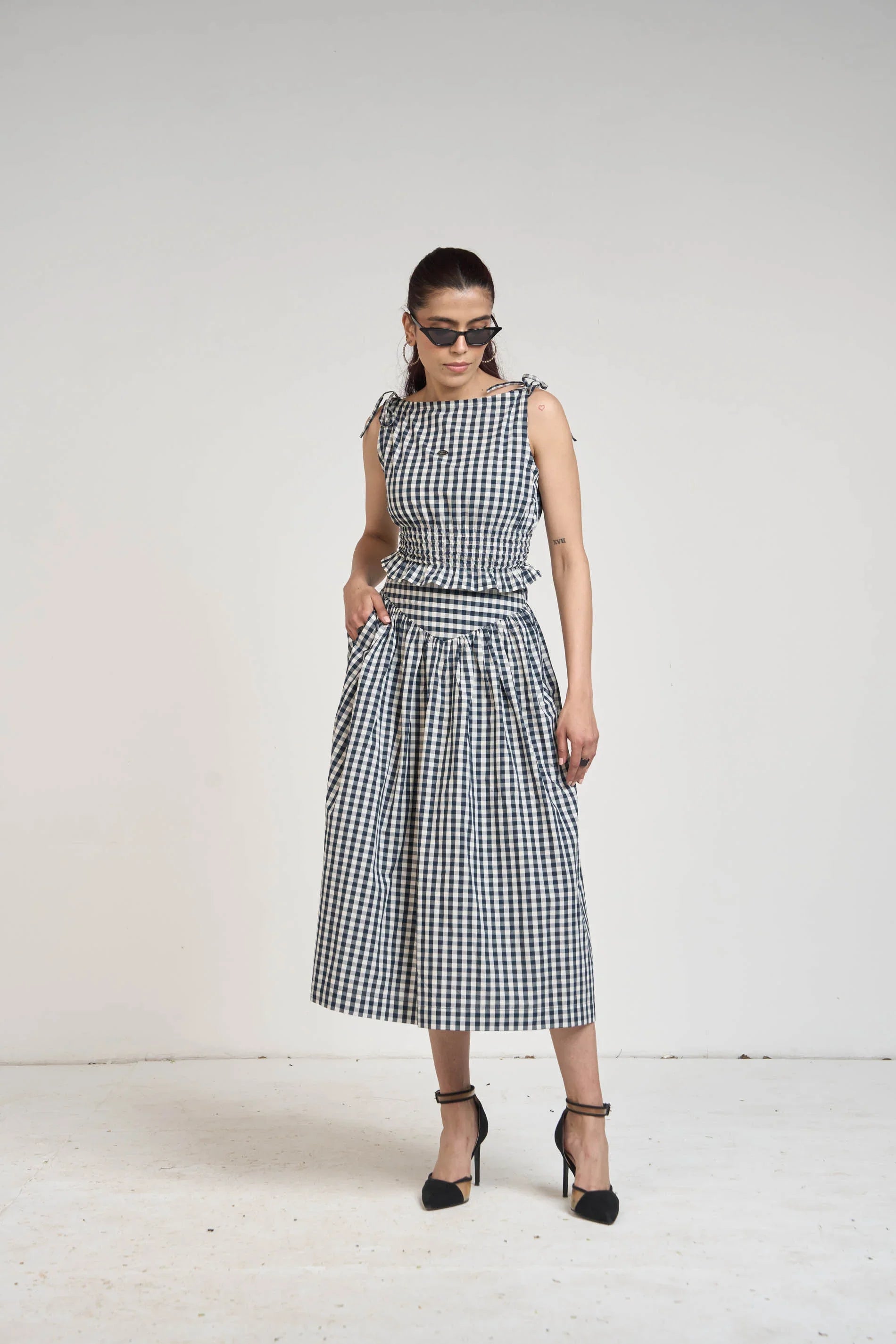 BLACK GINGHAM TOP & SKIRT