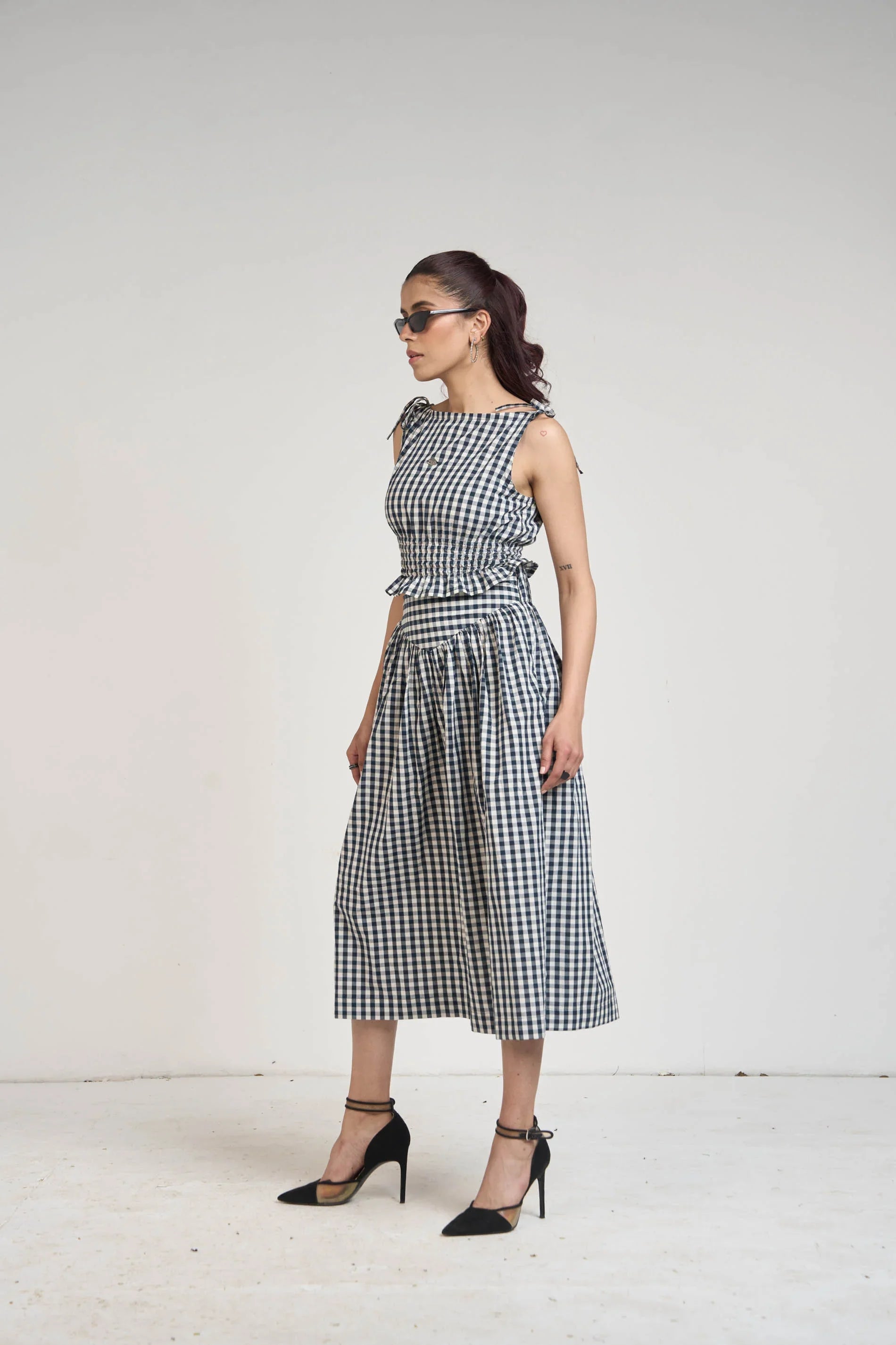 BLACK GINGHAM TOP & SKIRT