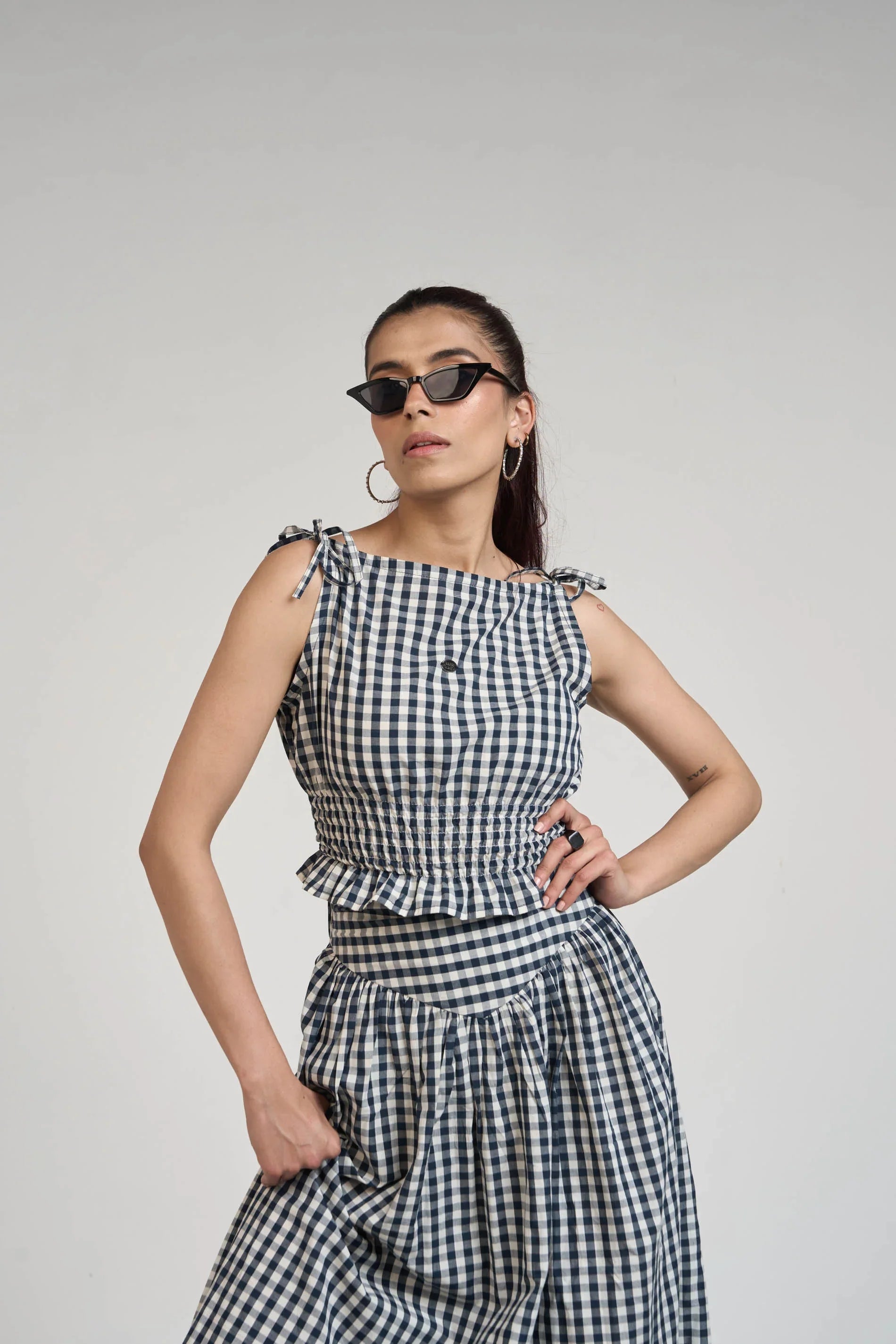 BLACK GINGHAM TOP & SKIRT