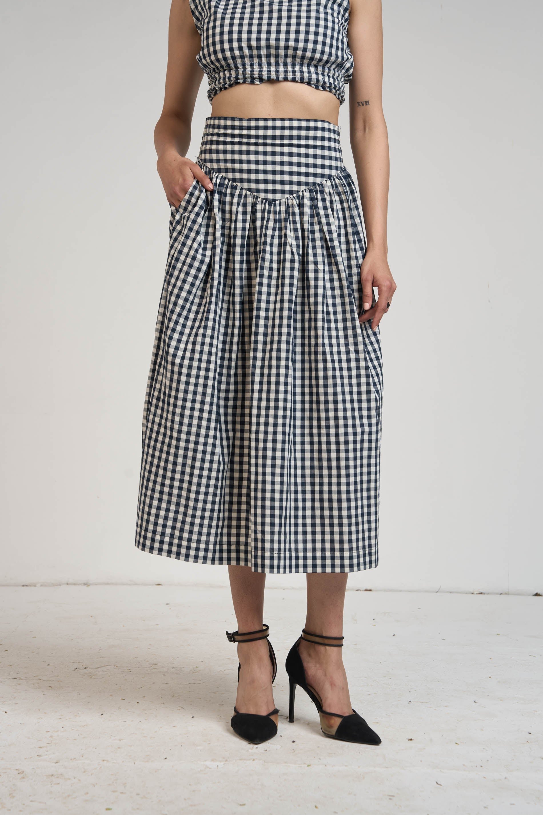 BLACK GINGHAM TOP & SKIRT