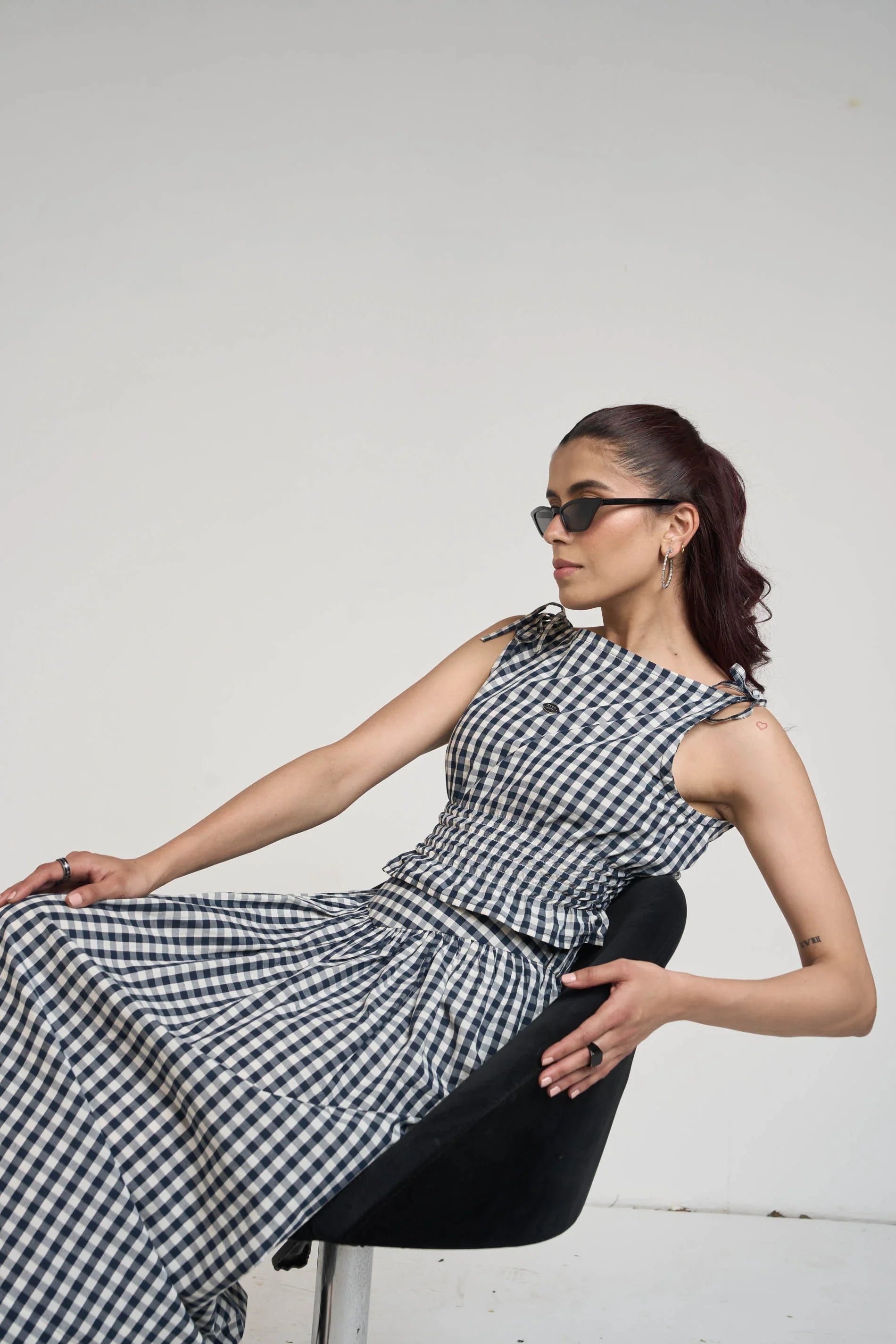 BLACK GINGHAM TOP & SKIRT