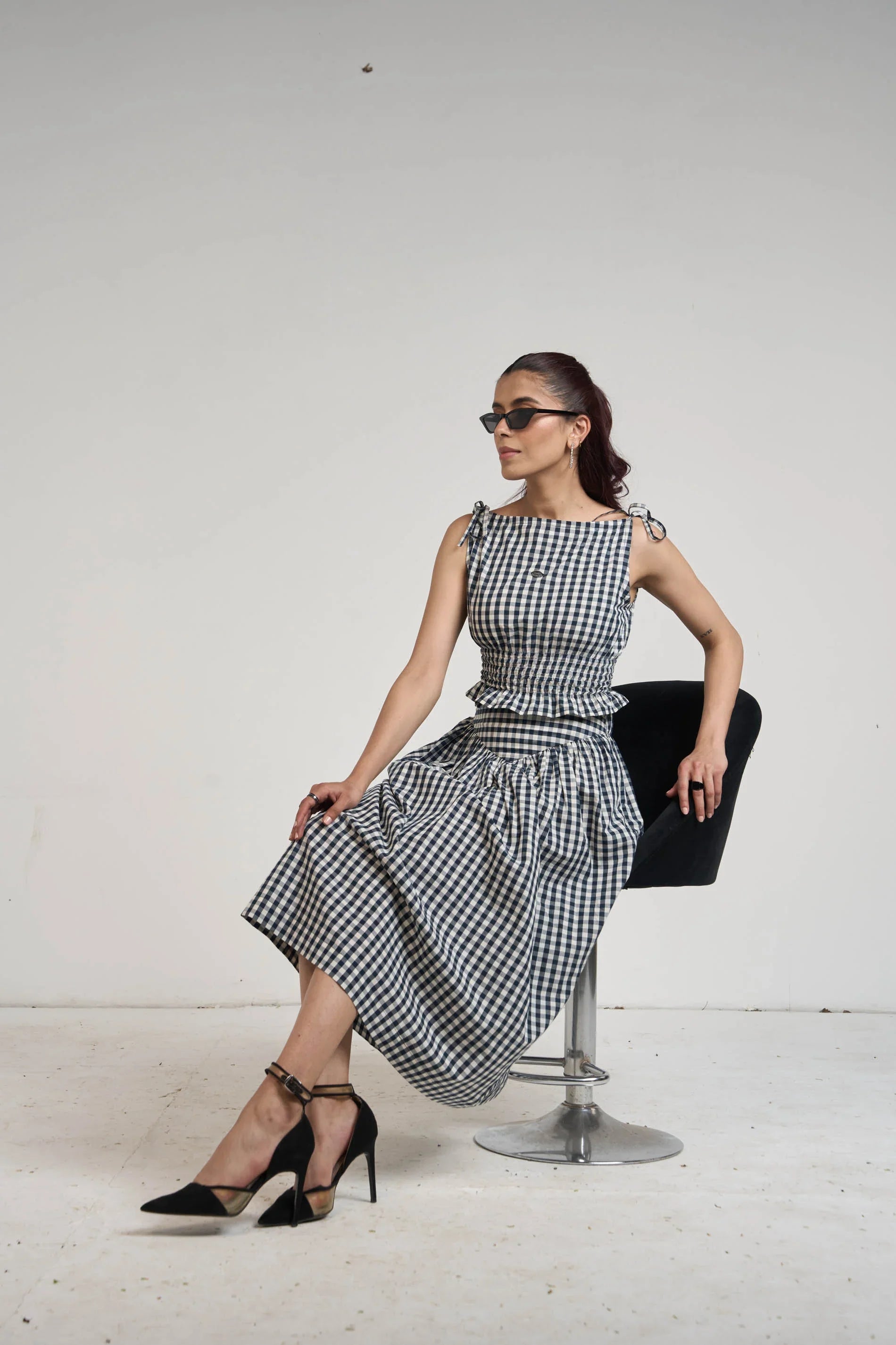 BLACK GINGHAM TOP & SKIRT