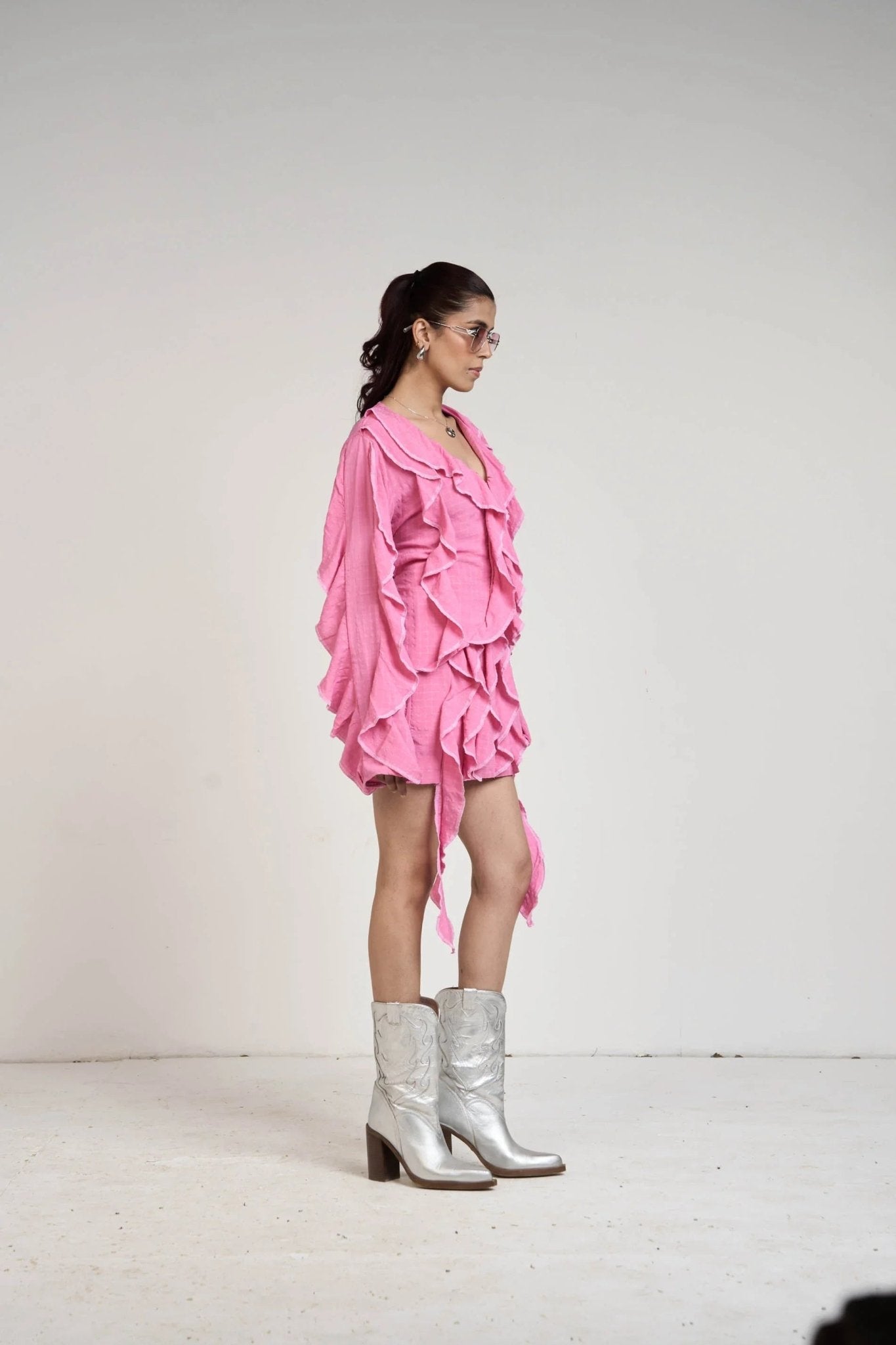 Belle Pink Ruffle Shirt & Skirt Set