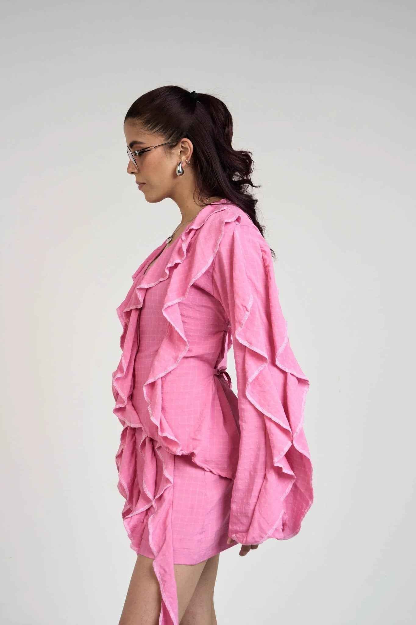 Belle Pink Ruffle Shirt & Skirt Set
