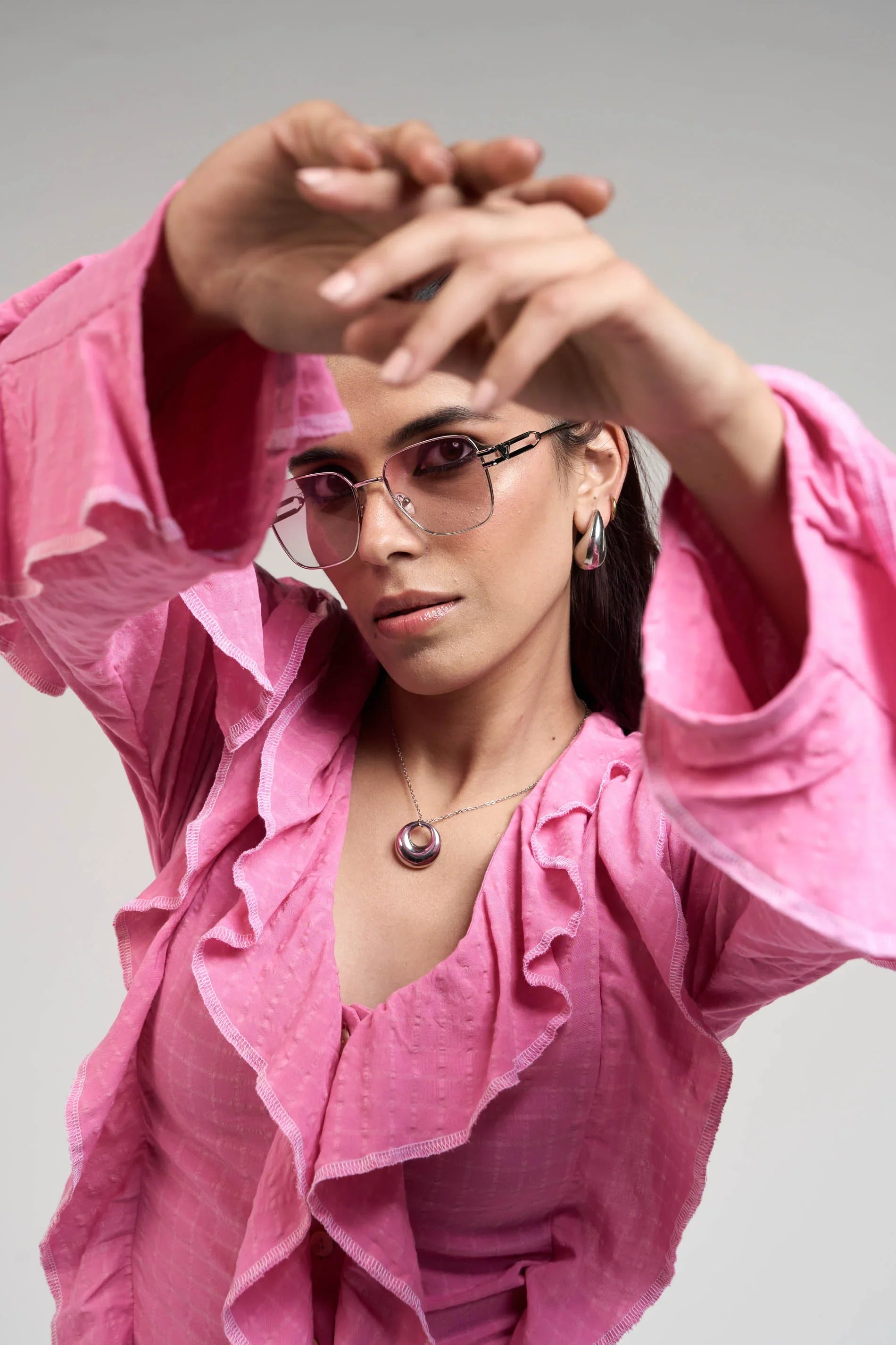 Belle Pink Ruffle Shirt & Skirt Set