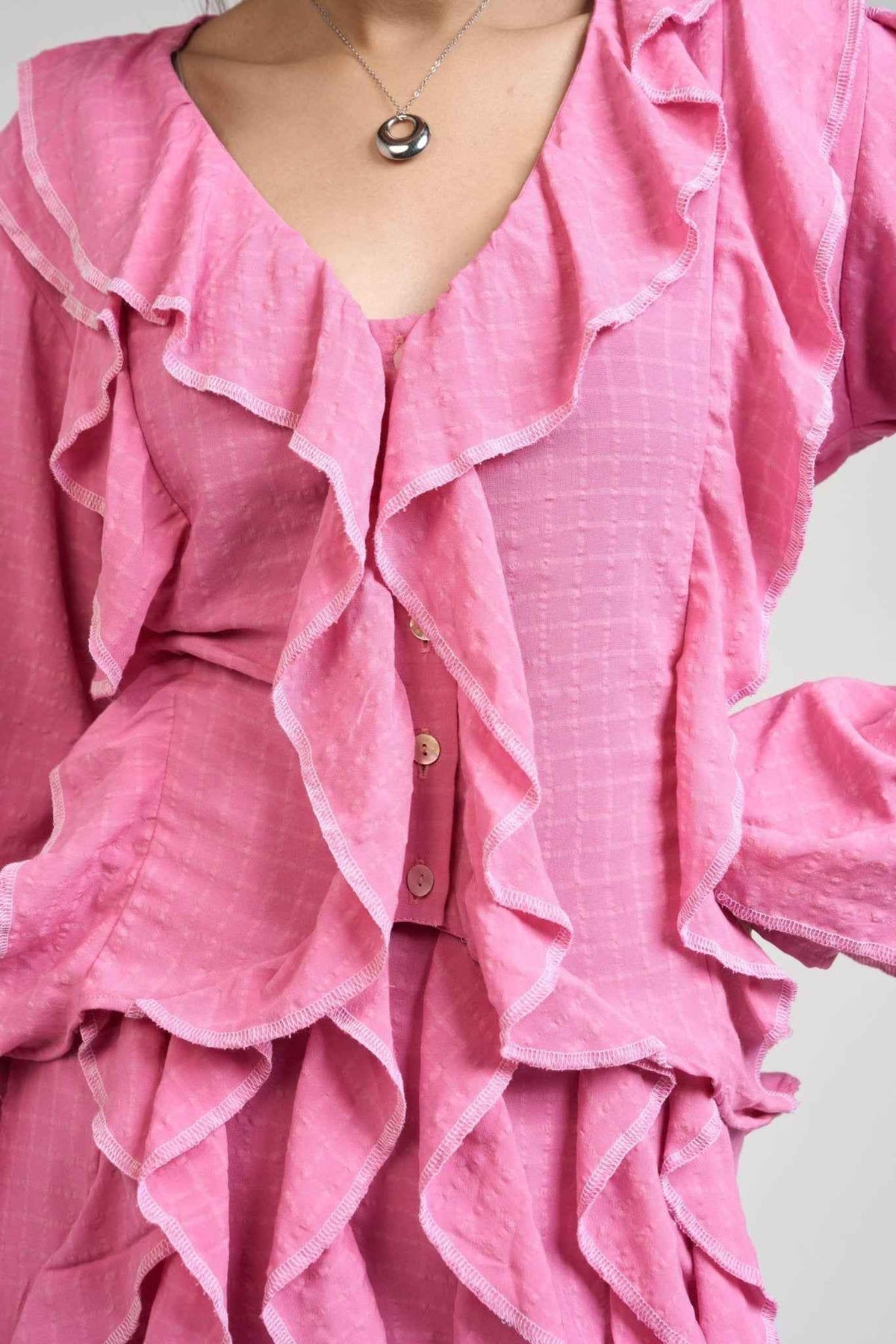 Belle Pink Ruffle Shirt & Skirt Set