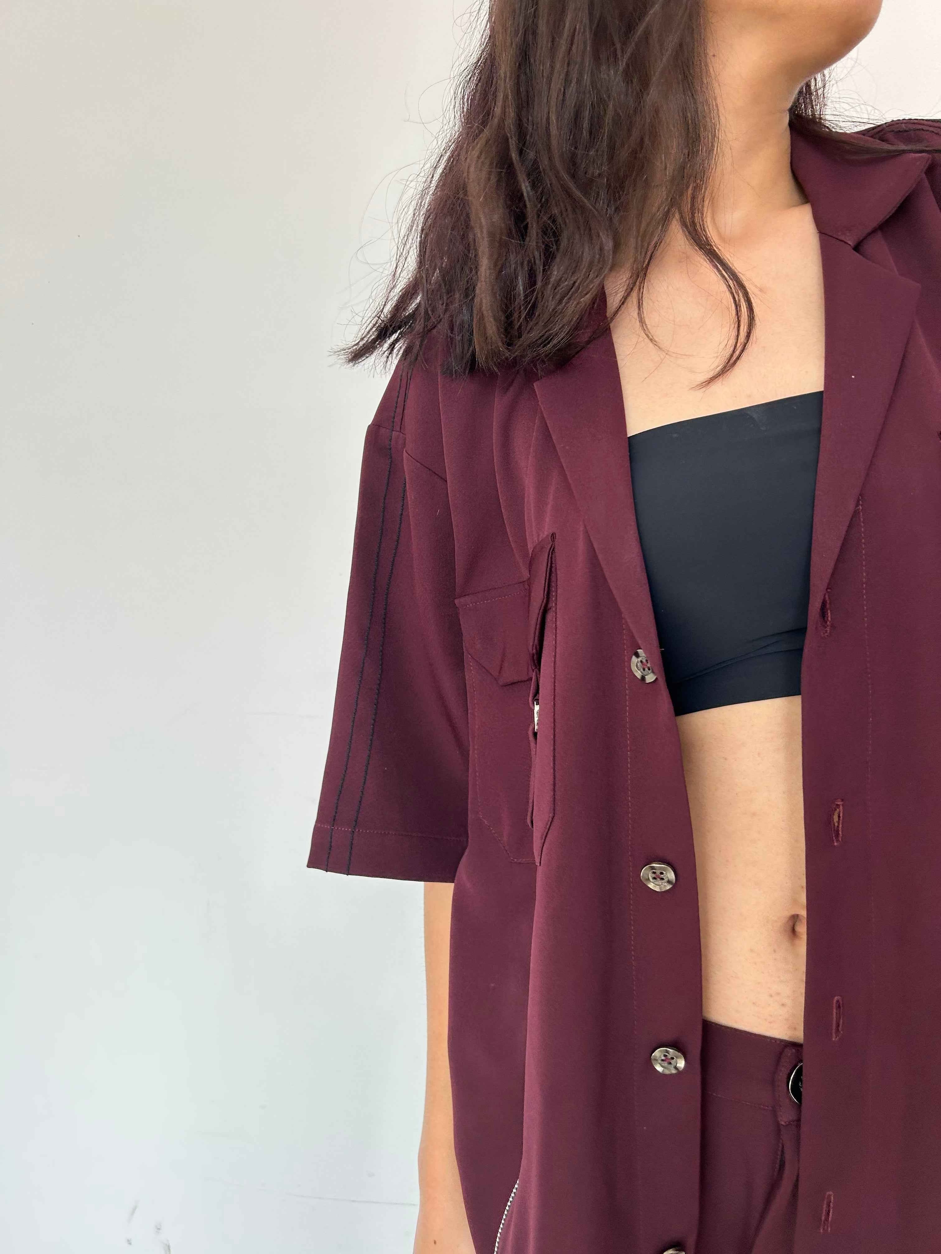 Wine Shirt & Pant Co-ord Set