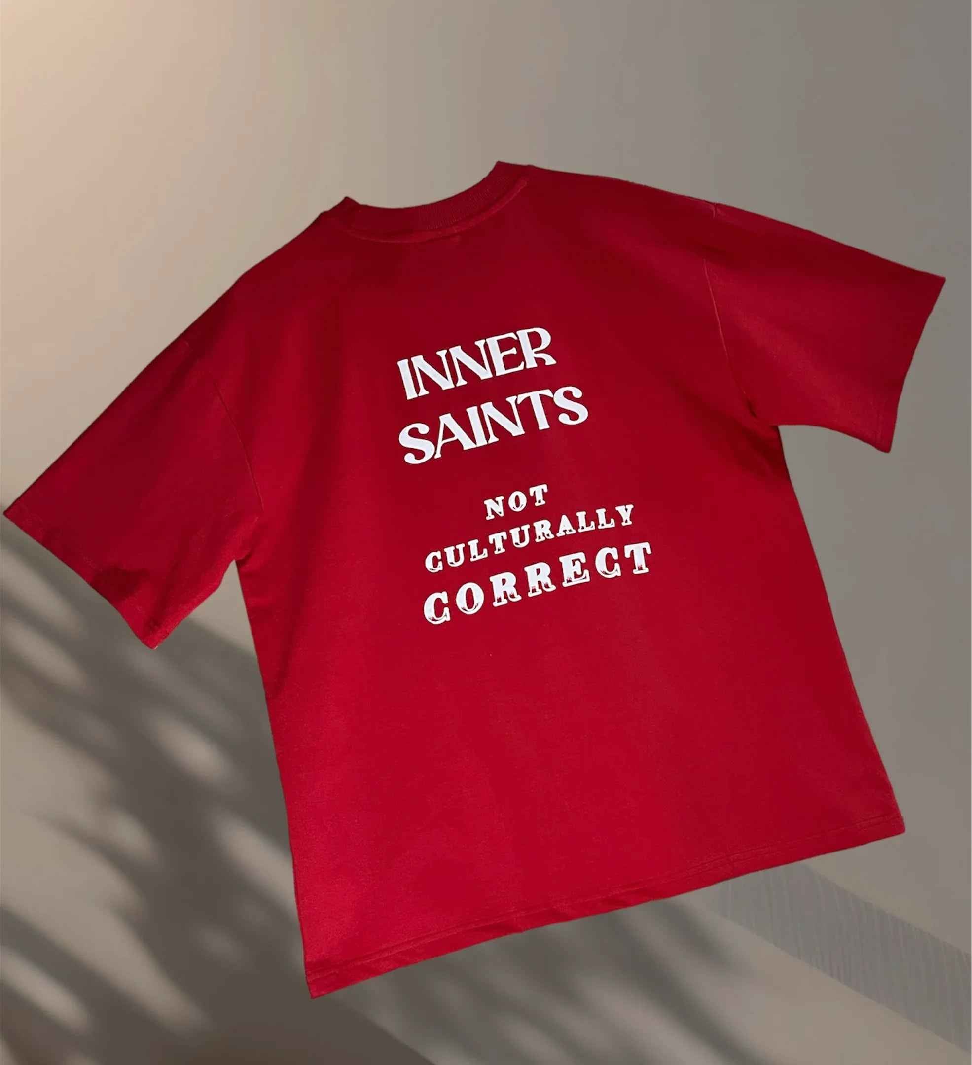 Power Not Culturally Correct Red Oversized T-shirt
