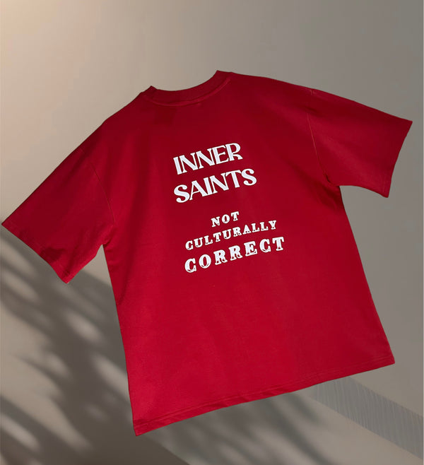 Power Not Culturally Correct Red Oversized T-shirt