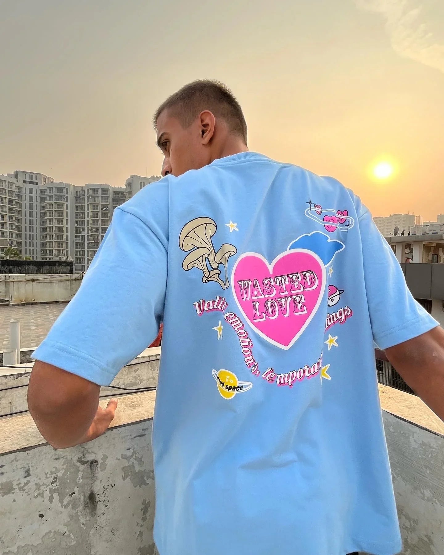 Wasted Love Light Blue Oversized Tshirt
