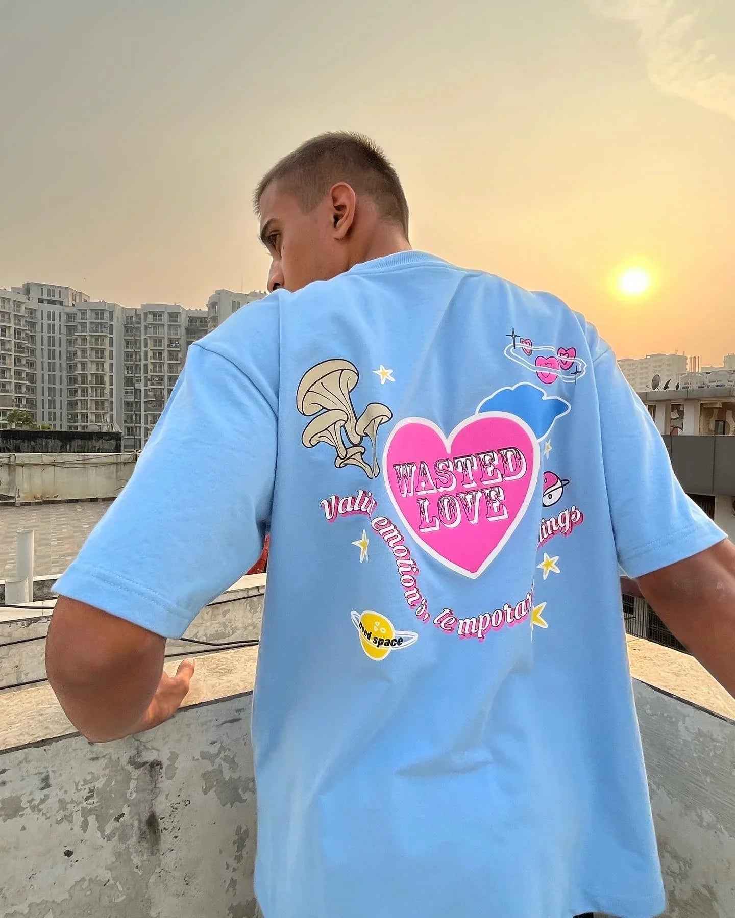 Wasted Love Light Blue Oversized Tshirt
