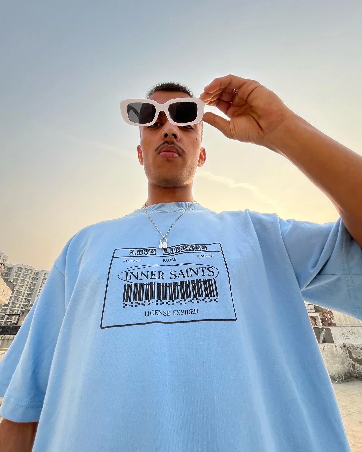 Wasted Love Light Blue Oversized Tshirt