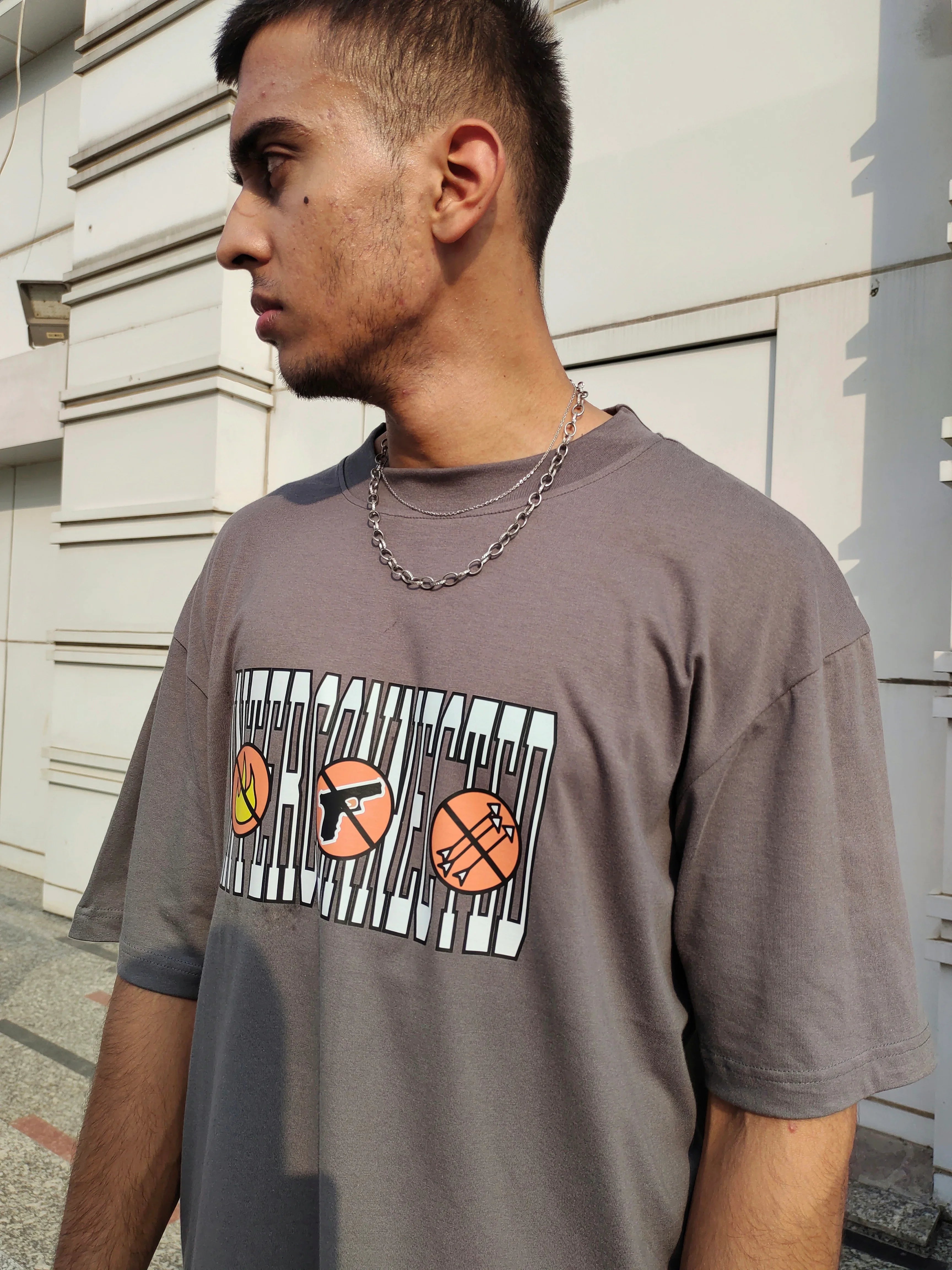 No Wild Hunting Grey Oversized Tshirt