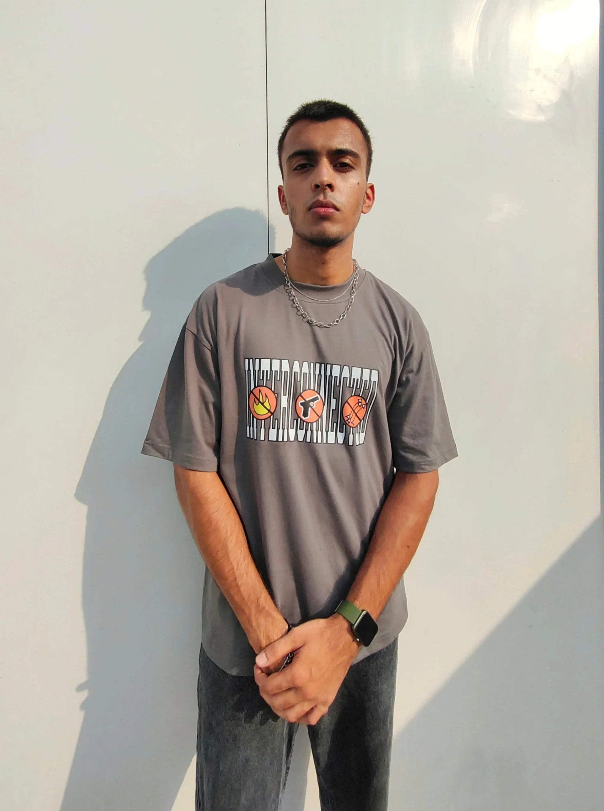 No Wild Hunting Grey Oversized Tshirt