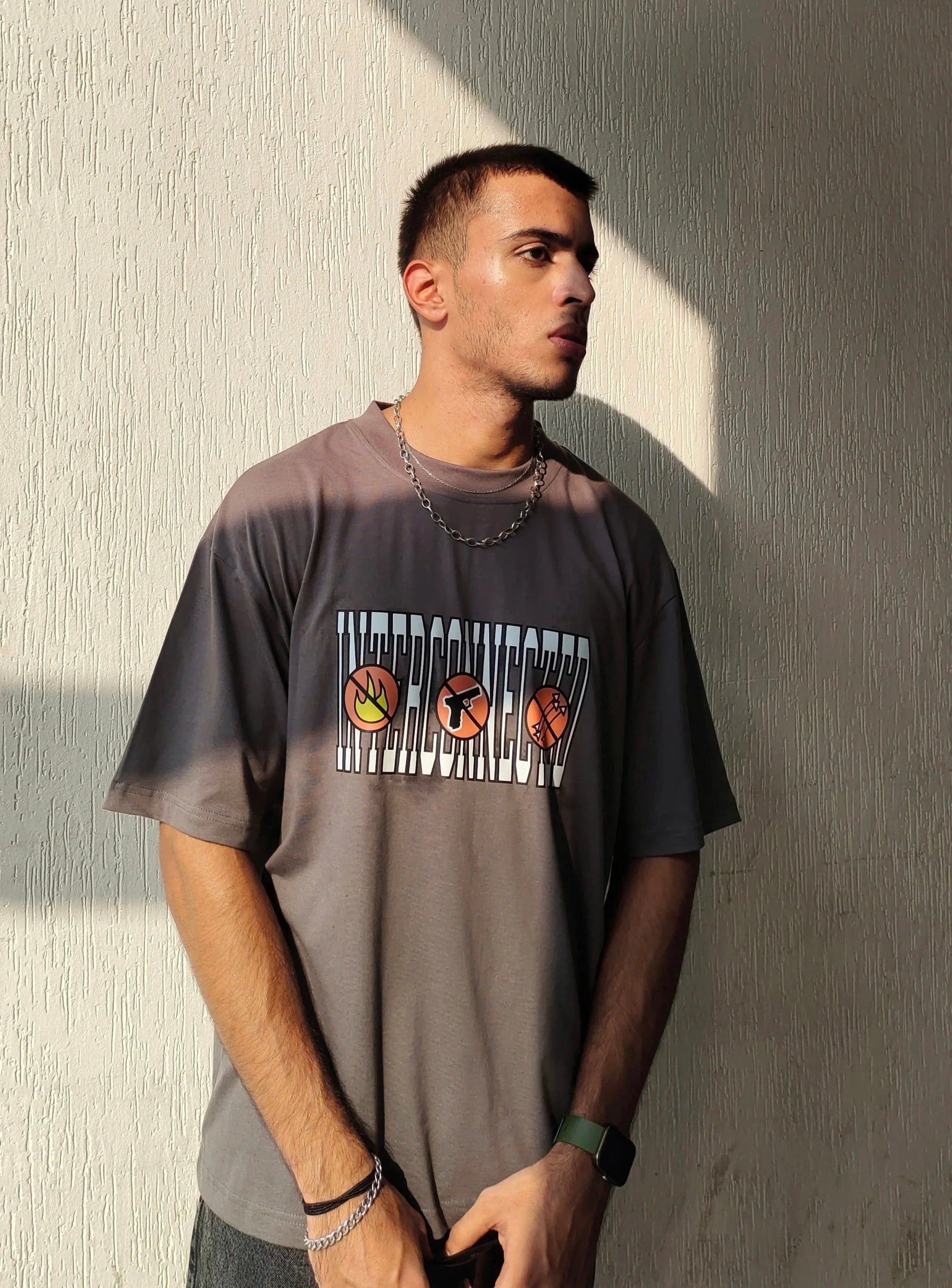 No Wild Hunting Grey Oversized Tshirt