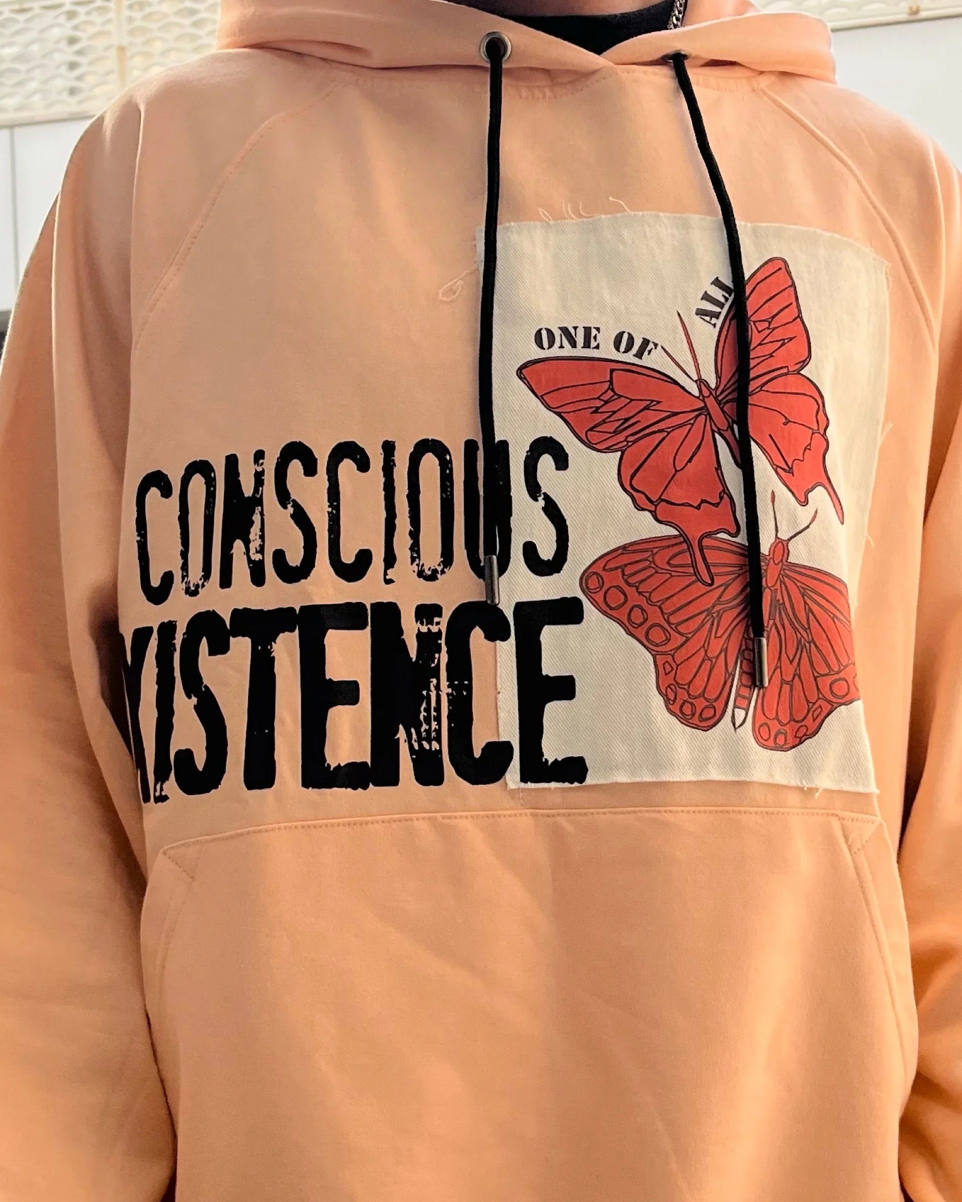 Conscious Existence Peach Oversized Hoodie