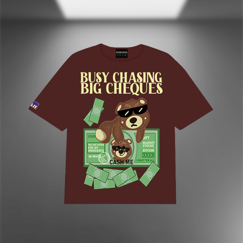Busy Chasing Big Cheques Oversized Brown T-shirt