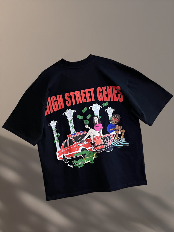 High Street Genes Black Oversized T-shirt